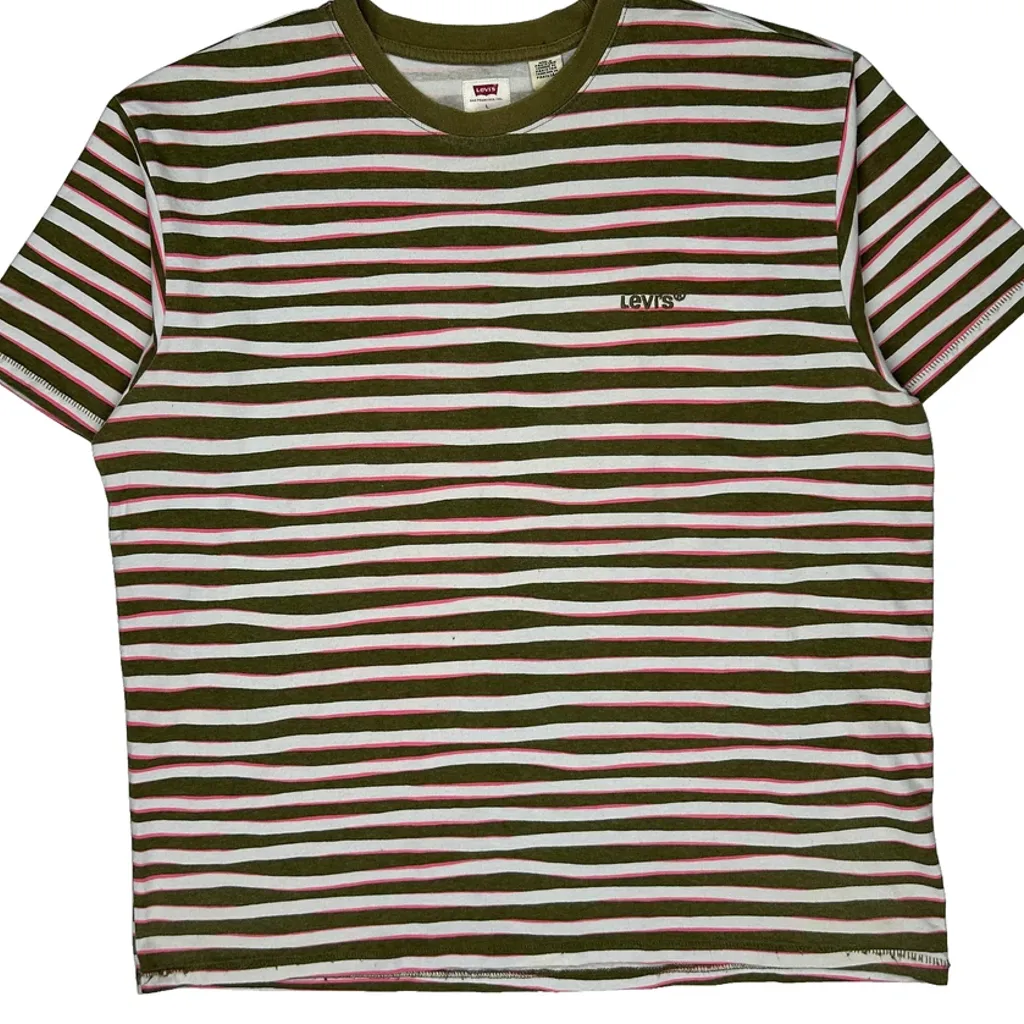 Levis Striped T-Shirt - Large Green Cotton - Image 4