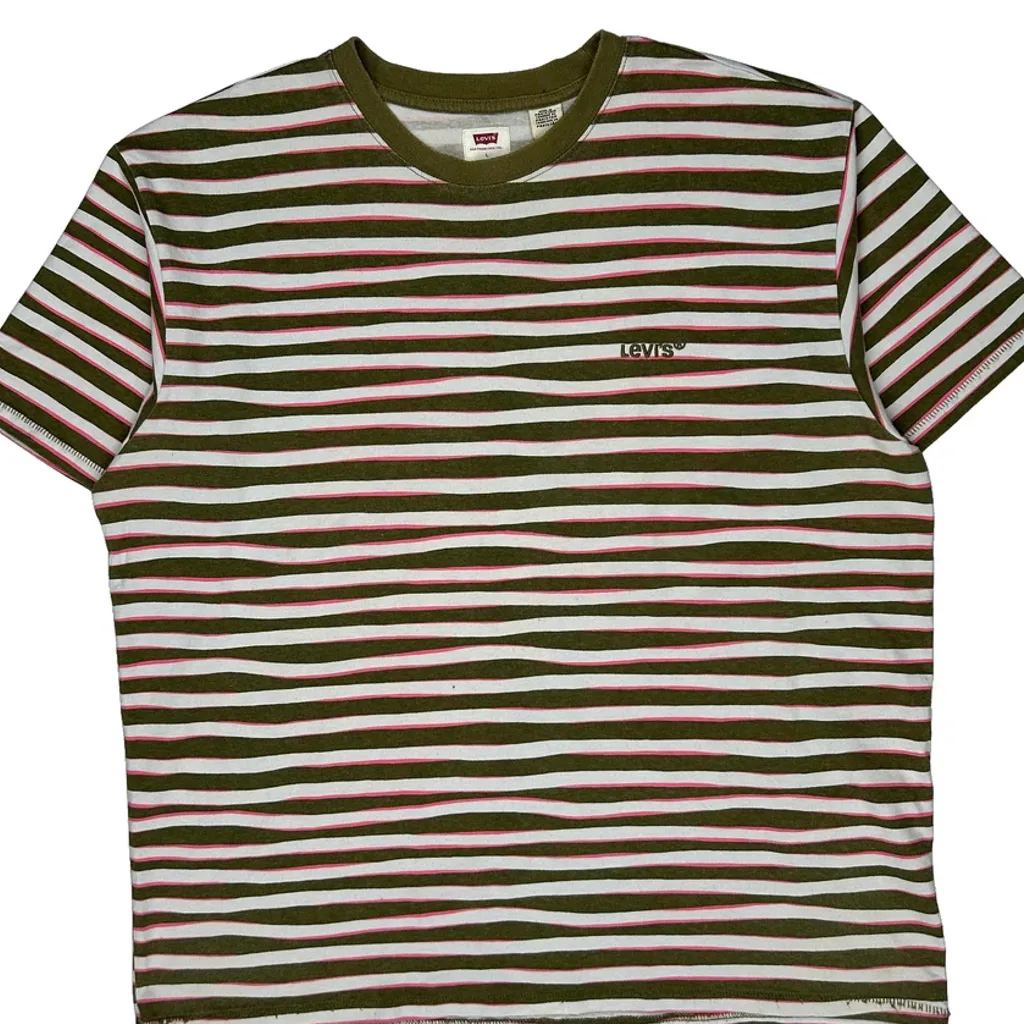 Levis Striped T-Shirt - Large Green Cotton - Image 5