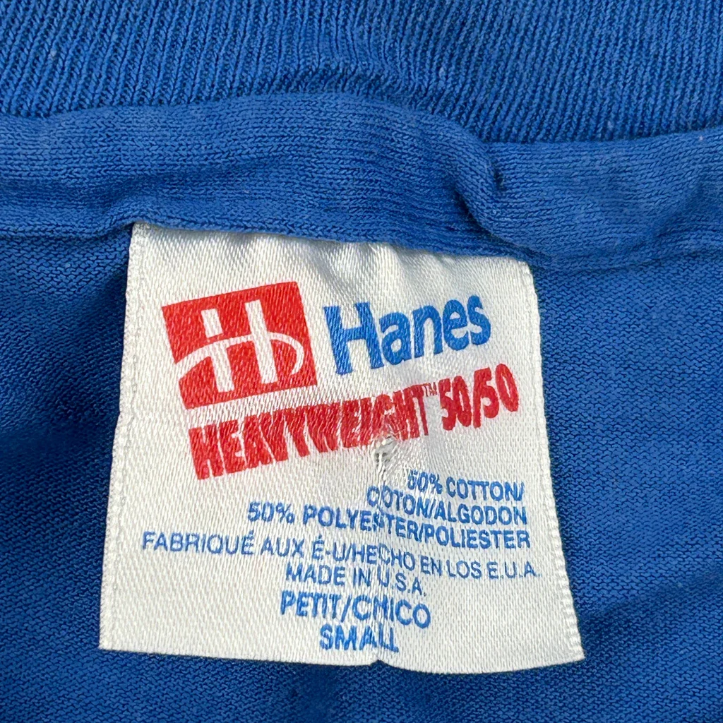 Lightning Bolt Hanes Graphic T-Shirt - Small Blue Cotton Blend - Image 3