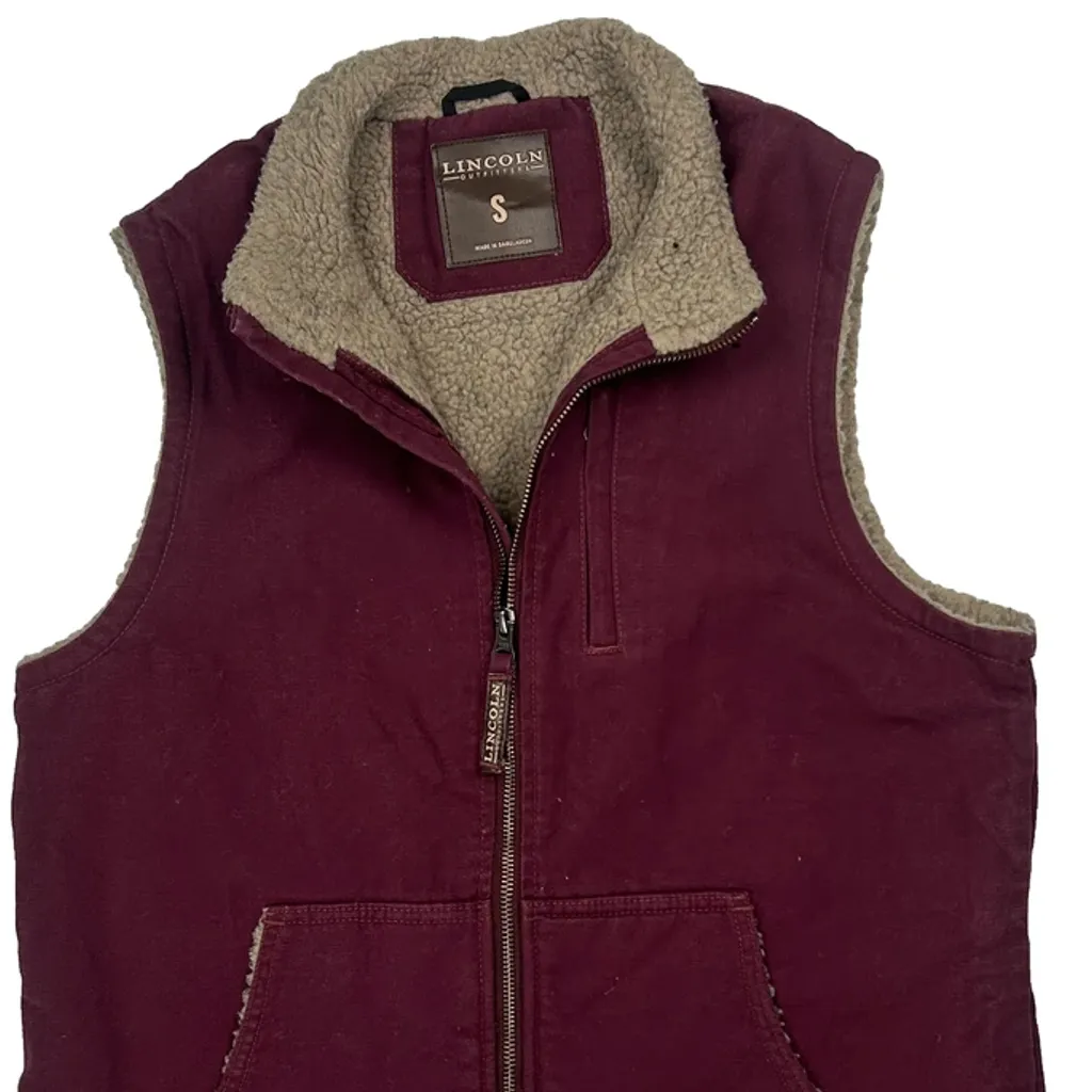 Lincoln Workwear Jacket - Small Burgundy Cotton - Image 4