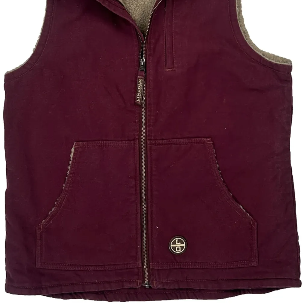Lincoln Workwear Jacket - Small Burgundy Cotton - Image 5