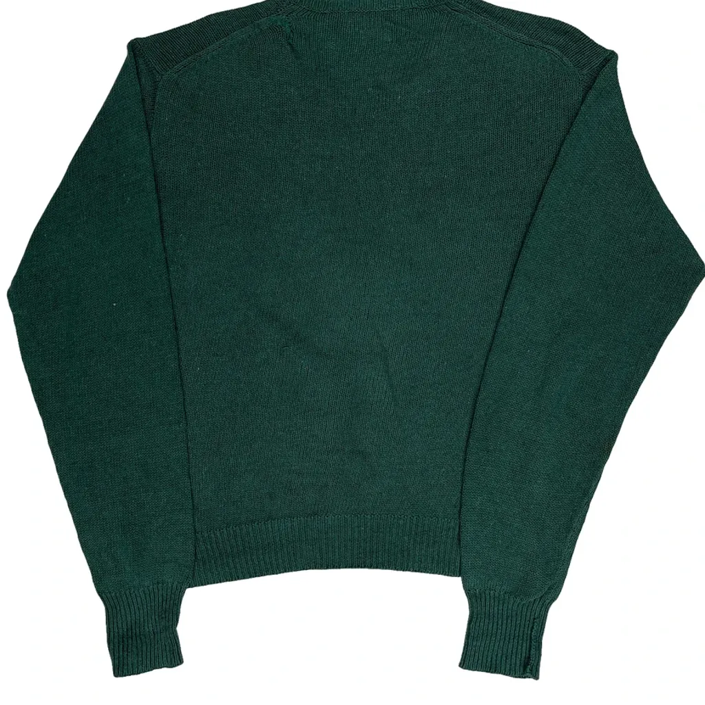Linen Cotton Polo By Ralph Lauren Chunky Knit Jumper - XL Green Linen Blend - Image 4