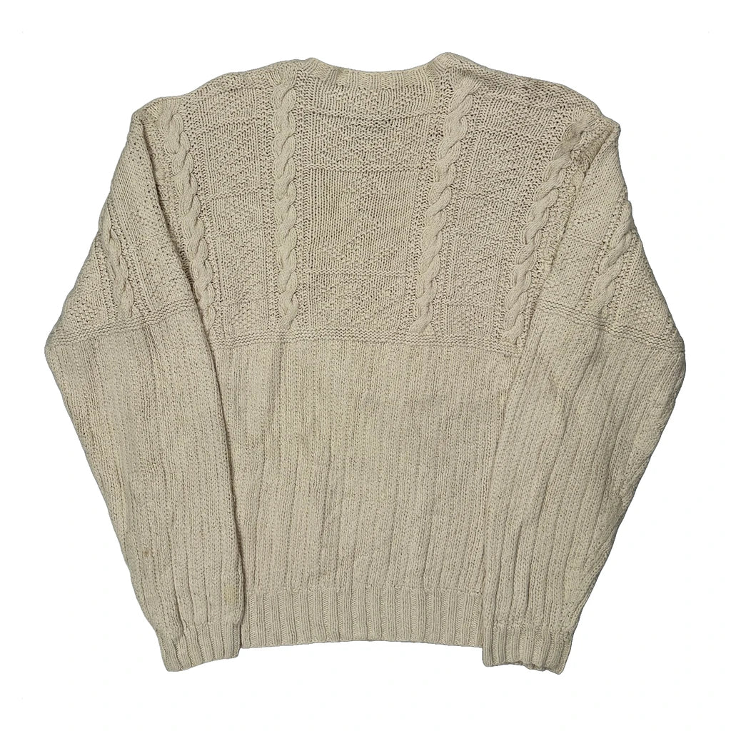 Linen Cotton Ralph Lauren Polo Sport Chunky Knit Jumper - Large Cream Linen Blend - Image 2
