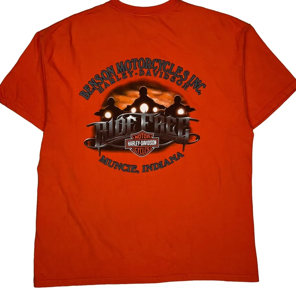 Live Free Ride Free Harley Davidson Graphic T-Shirt - 2XL Orange Cotton - Image 6