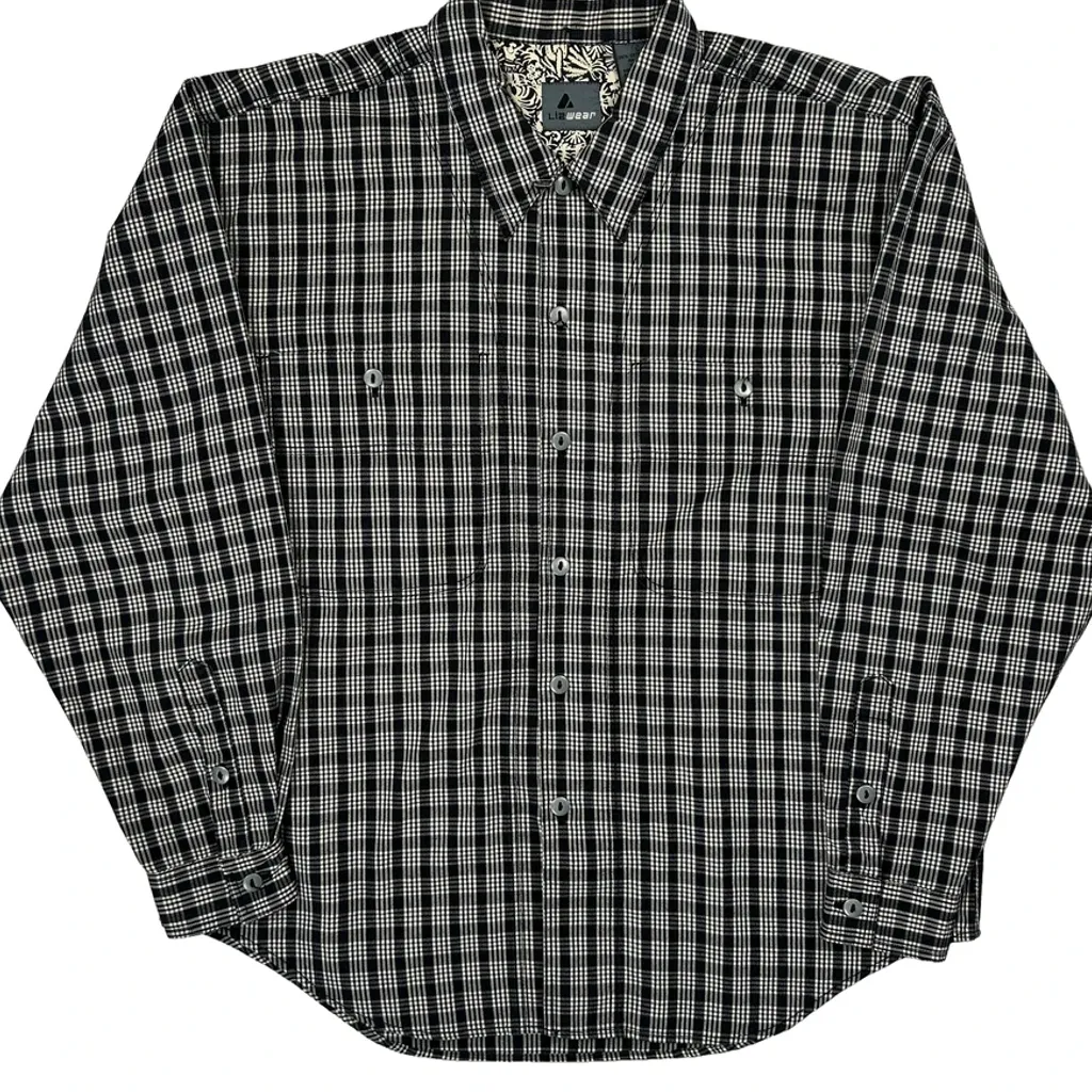 Liz Wear Checked Patterned Shirt - Large Black Cotton - Image 5