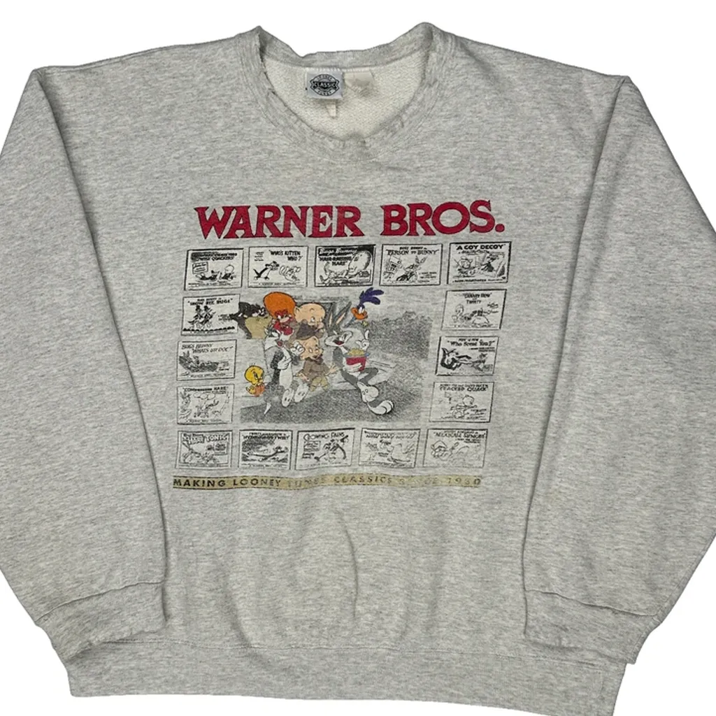 Looney Tunes Characters Warner Bros Comic Cartoon Style Sweatshirt - XL Grey Cotton - Image 5