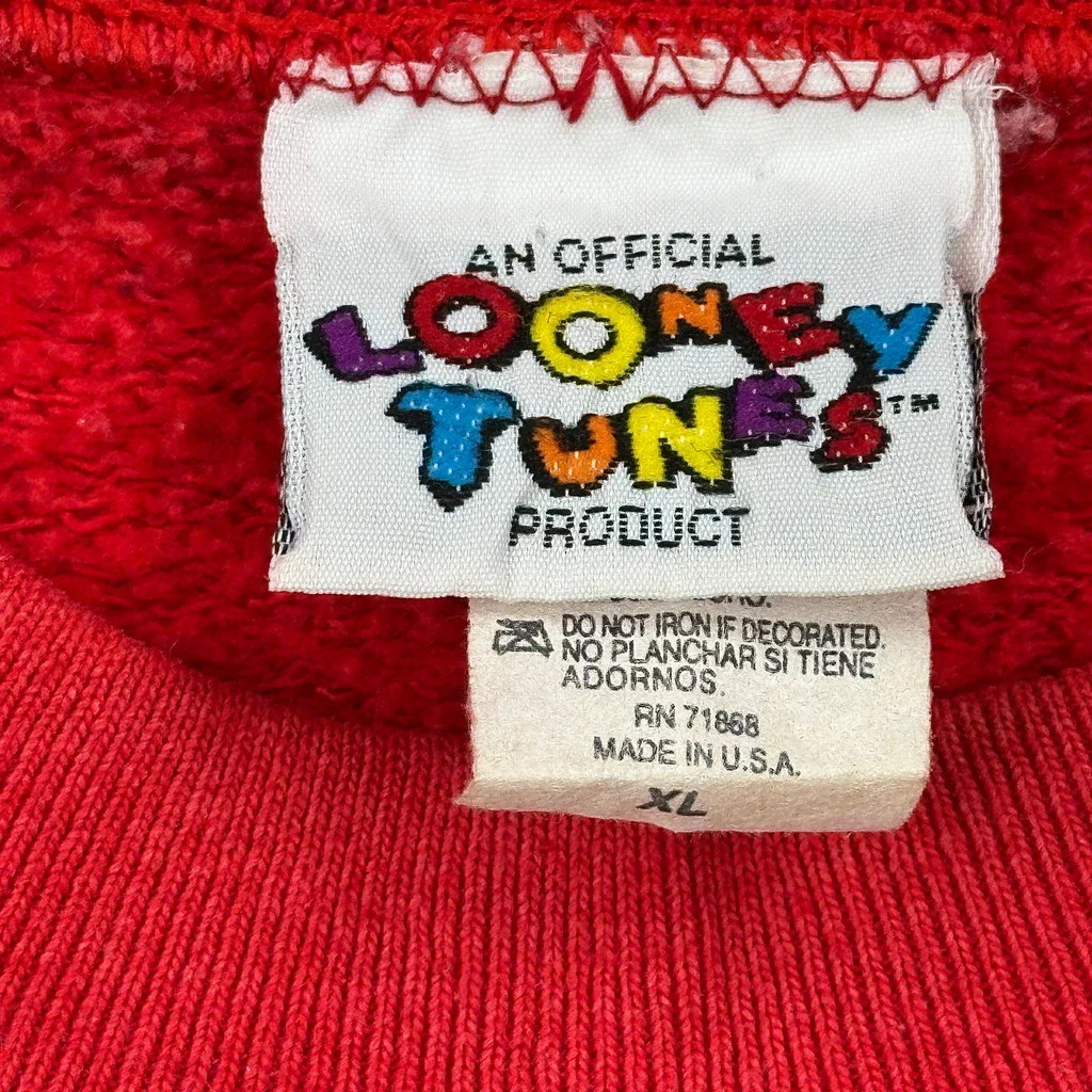 Looney Tunes Cartoon Sweatshirt - XL Red Cotton - Image 3