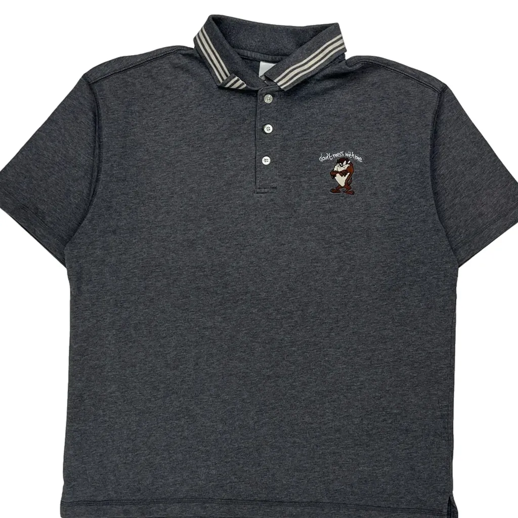 Looney Tunes Warner Bros Cartoon Polo Shirt - Small Grey Cotton - Image 5