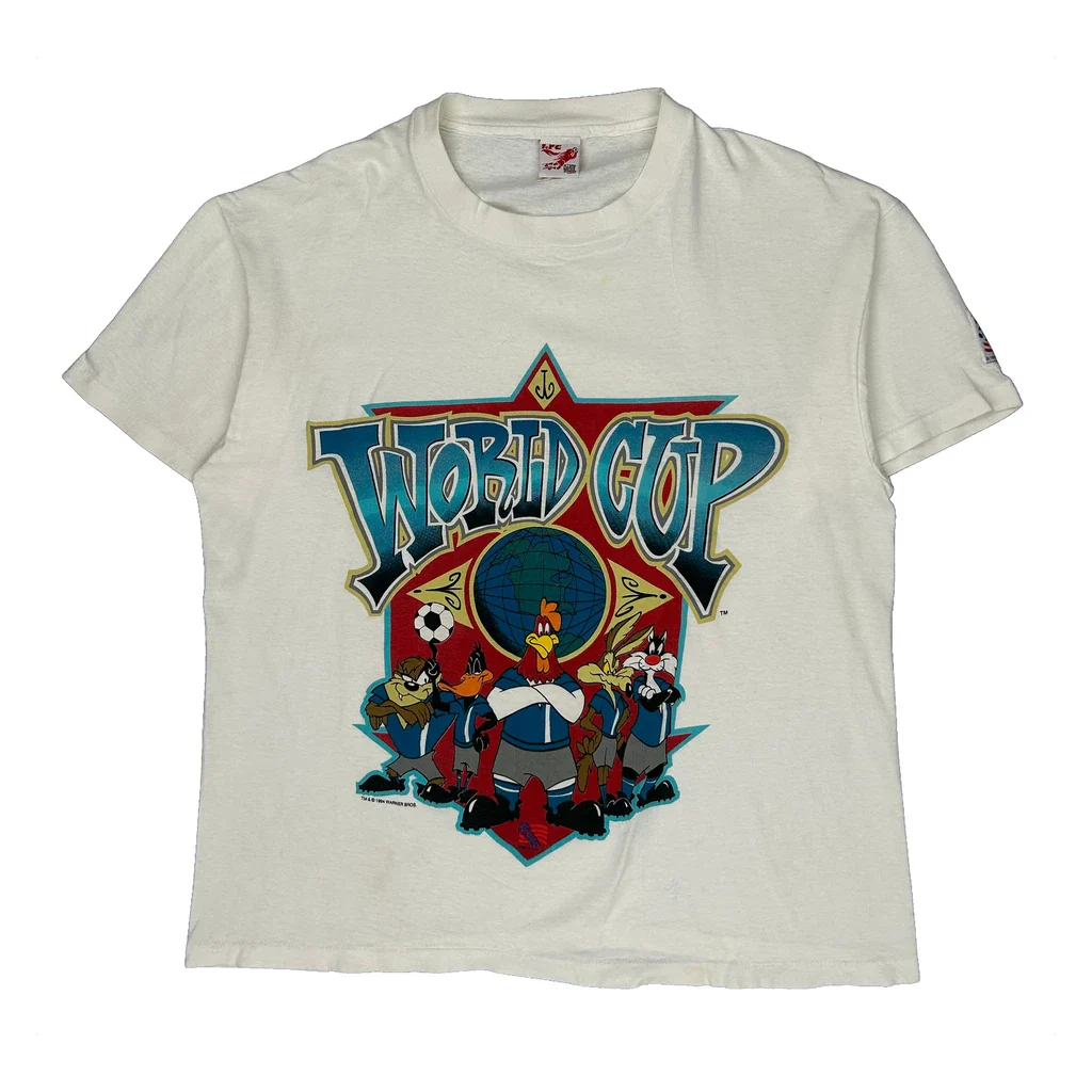 Looney Tunes World Cup Looney Tunes Graphic T-Shirt - XL White Cotton
