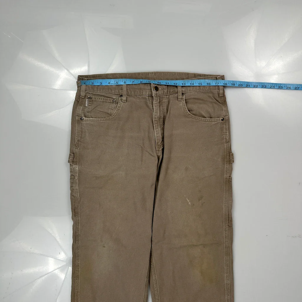 Loose Fit Carhartt B159 Mus Carpenter Trousers - 35W 30L Brown Cotton - Image 3