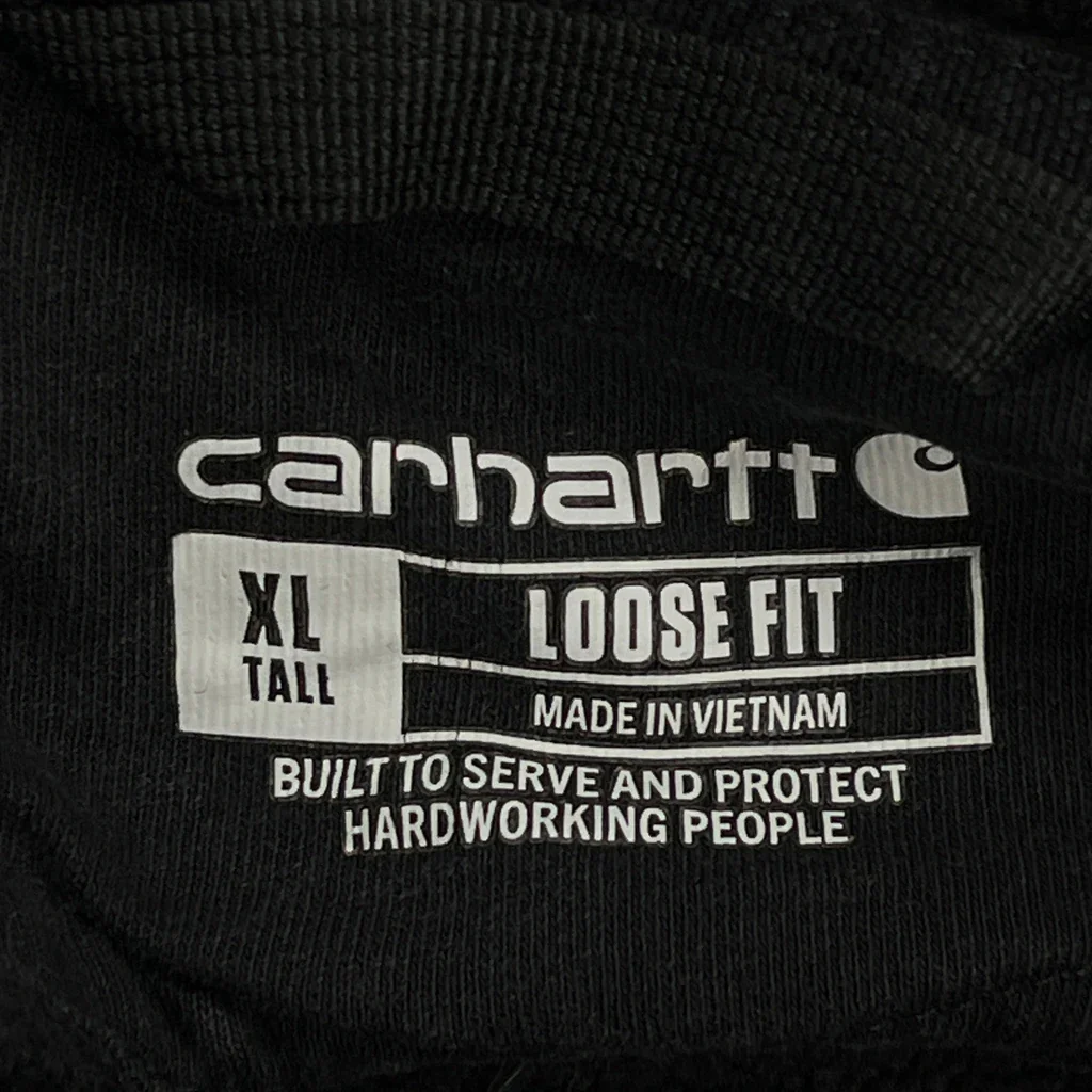Loose Fit Carhartt Spellout Hoodie - XL Black Cotton - Image 3