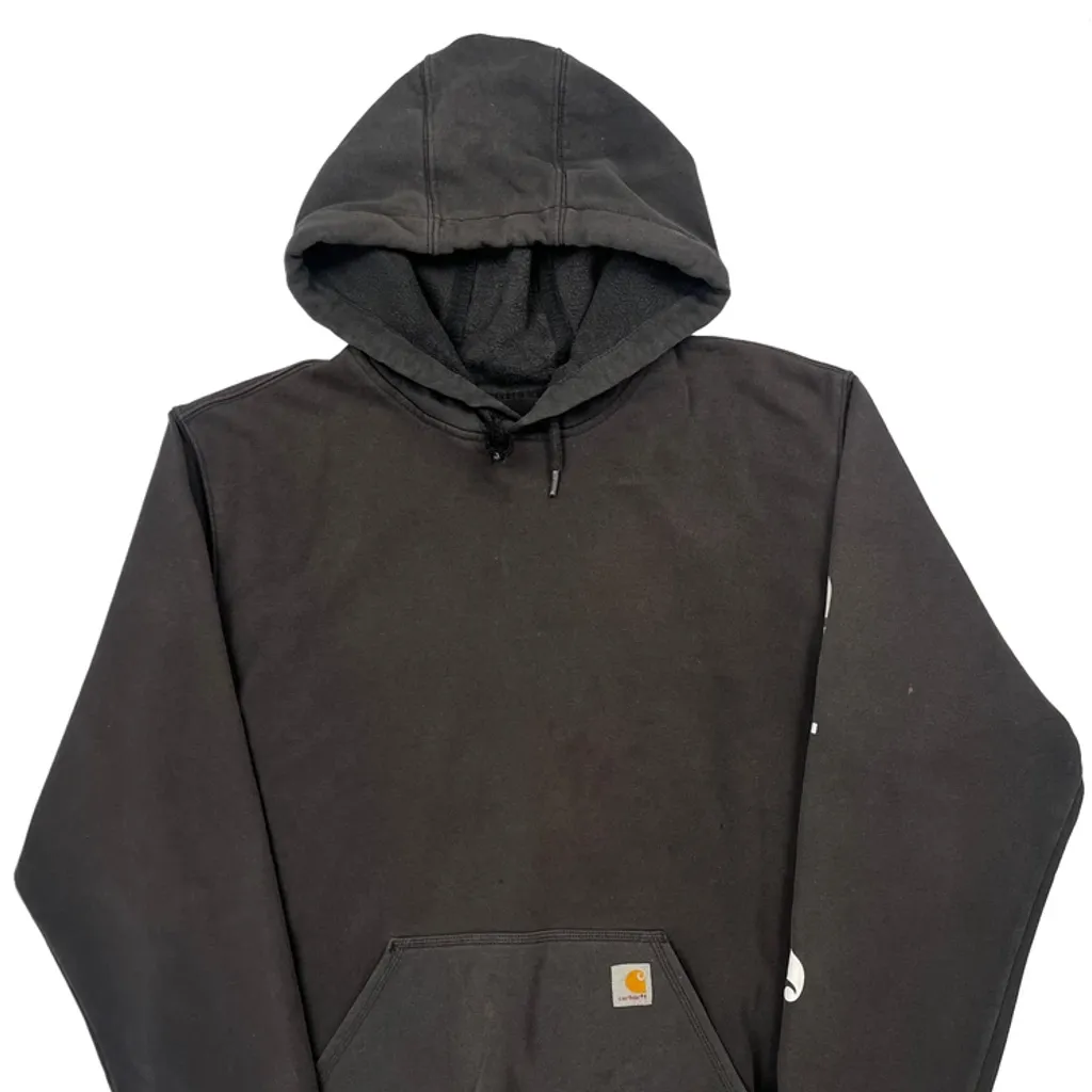 Loose Fit Carhartt Spellout Hoodie - XL Black Cotton - Image 4