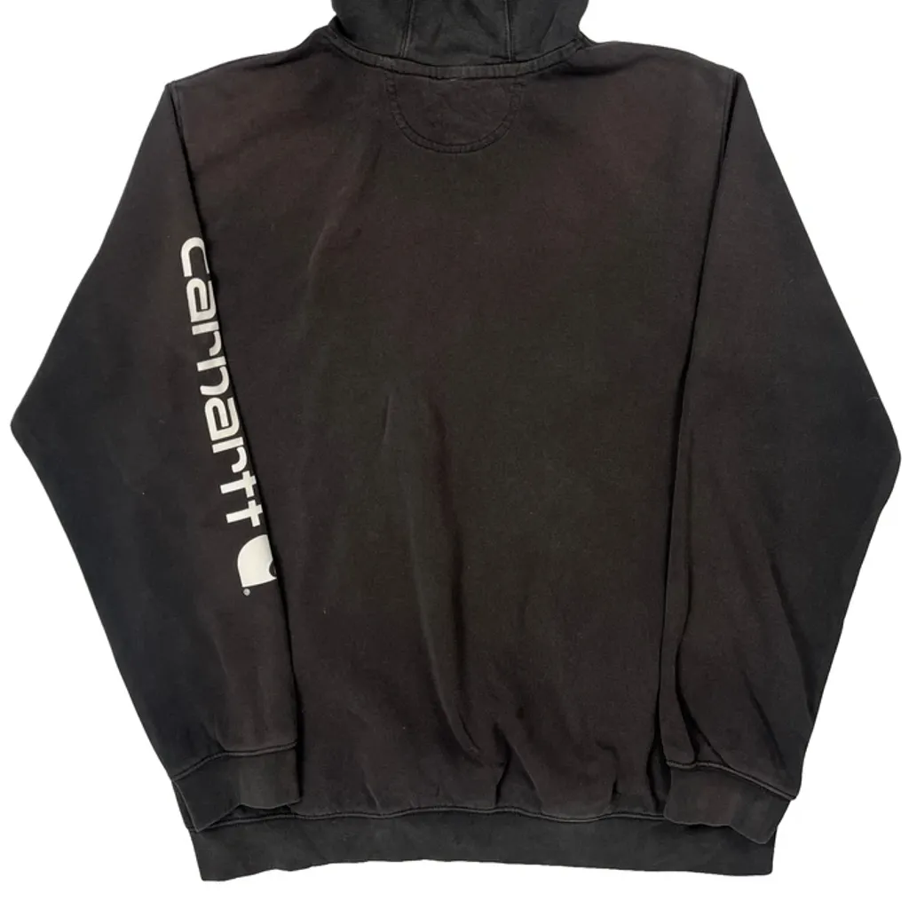 Loose Fit Carhartt Spellout Hoodie - XL Black Cotton - Image 7