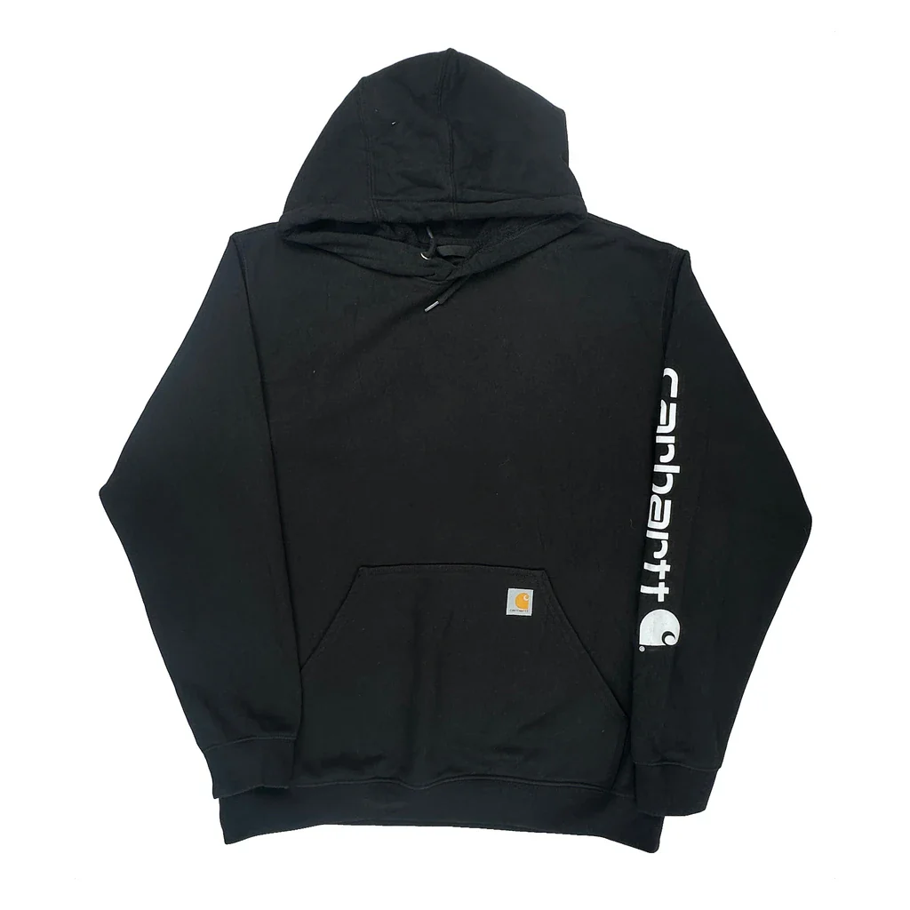 Loose Fit Carhartt Spellout Hoodie - XL Black Cotton