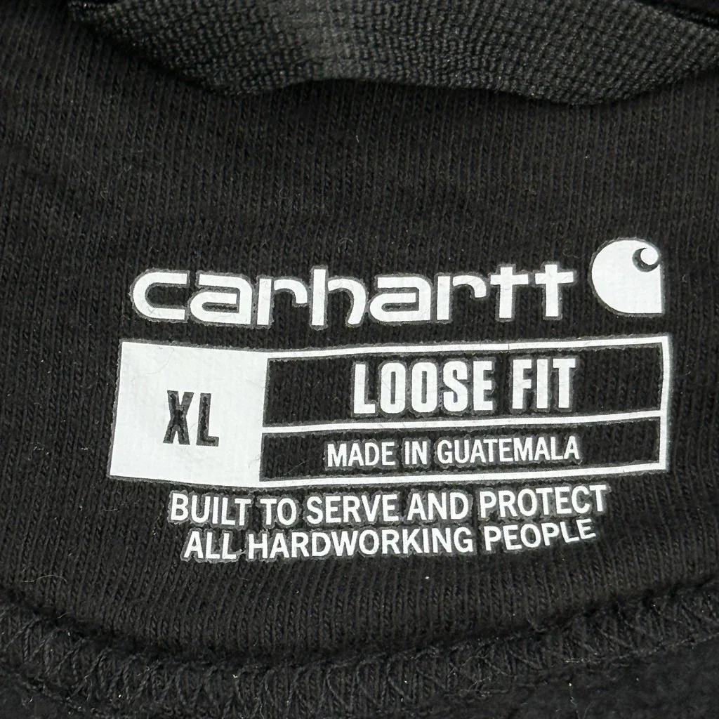 Loose Fit Carhartt Spellout Hoodie - XL Black Cotton - Image 3