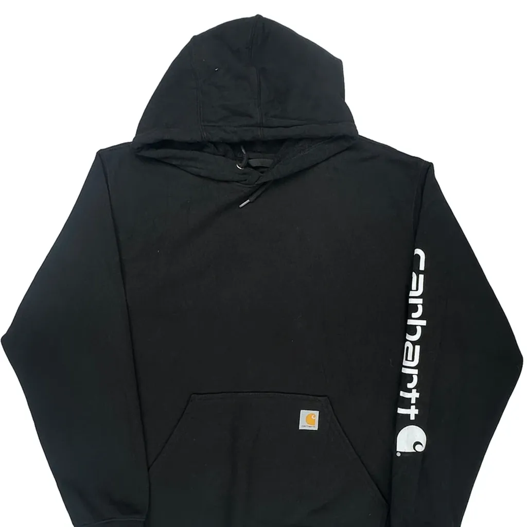 Loose Fit Carhartt Spellout Hoodie - XL Black Cotton - Image 4
