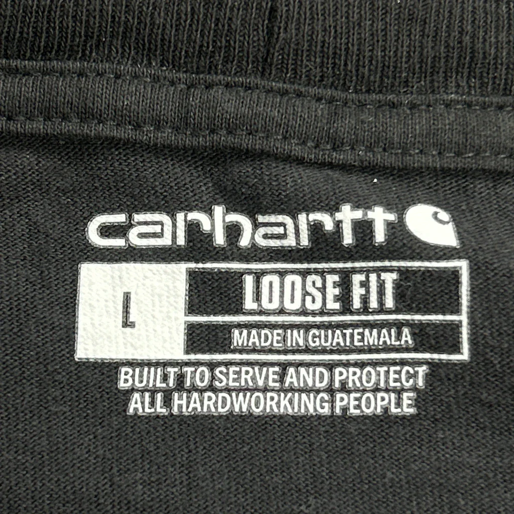 Loose Fit Carhartt Spellout Long Sleeve T-Shirt - Large Black Cotton - Image 3