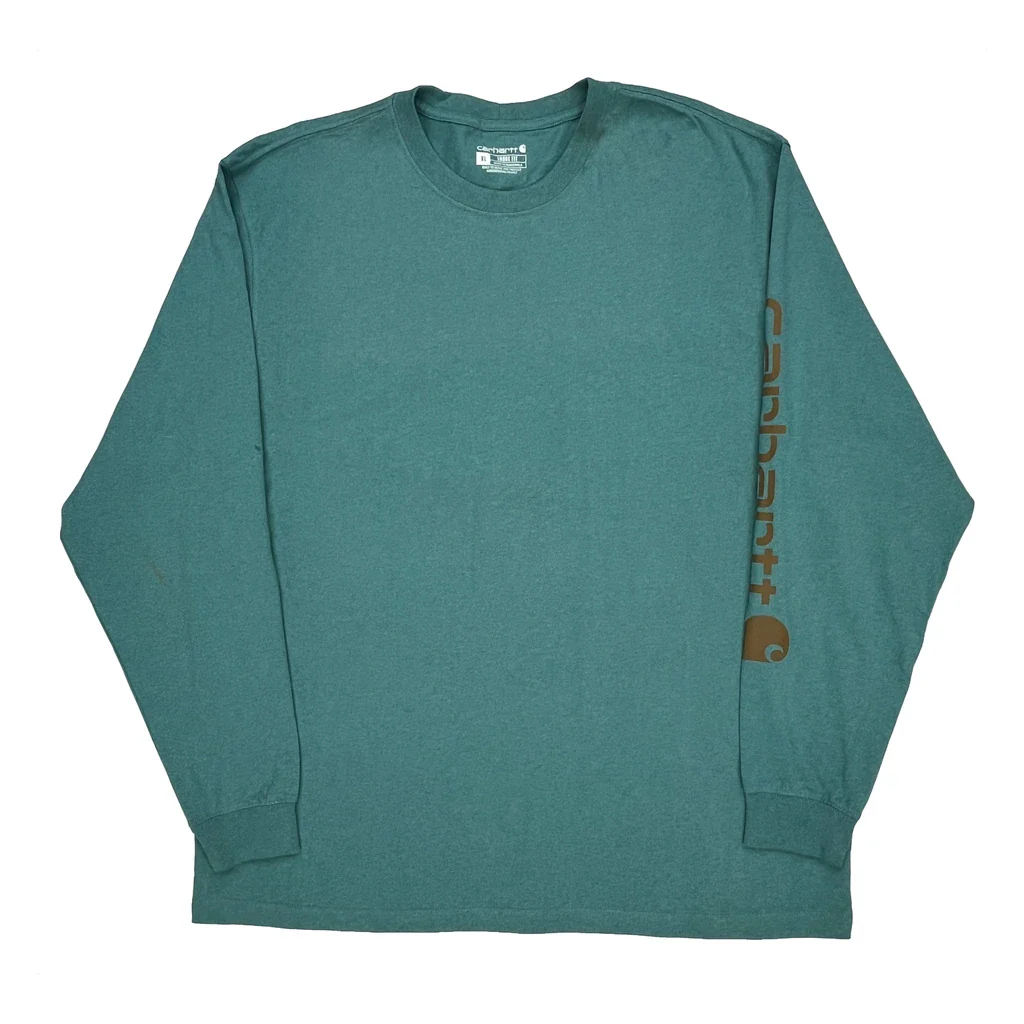 Loose Fit Carhartt Long Sleeve T-Shirt - XL Green Cotton