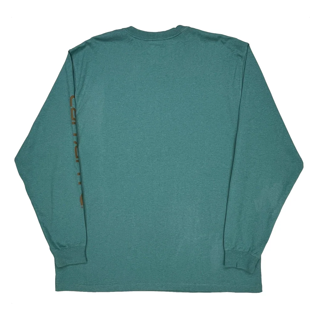 Loose Fit Carhartt Long Sleeve T-Shirt - XL Green Cotton - Image 2