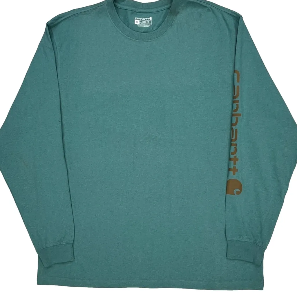 Loose Fit Carhartt Long Sleeve T-Shirt - XL Green Cotton - Image 4