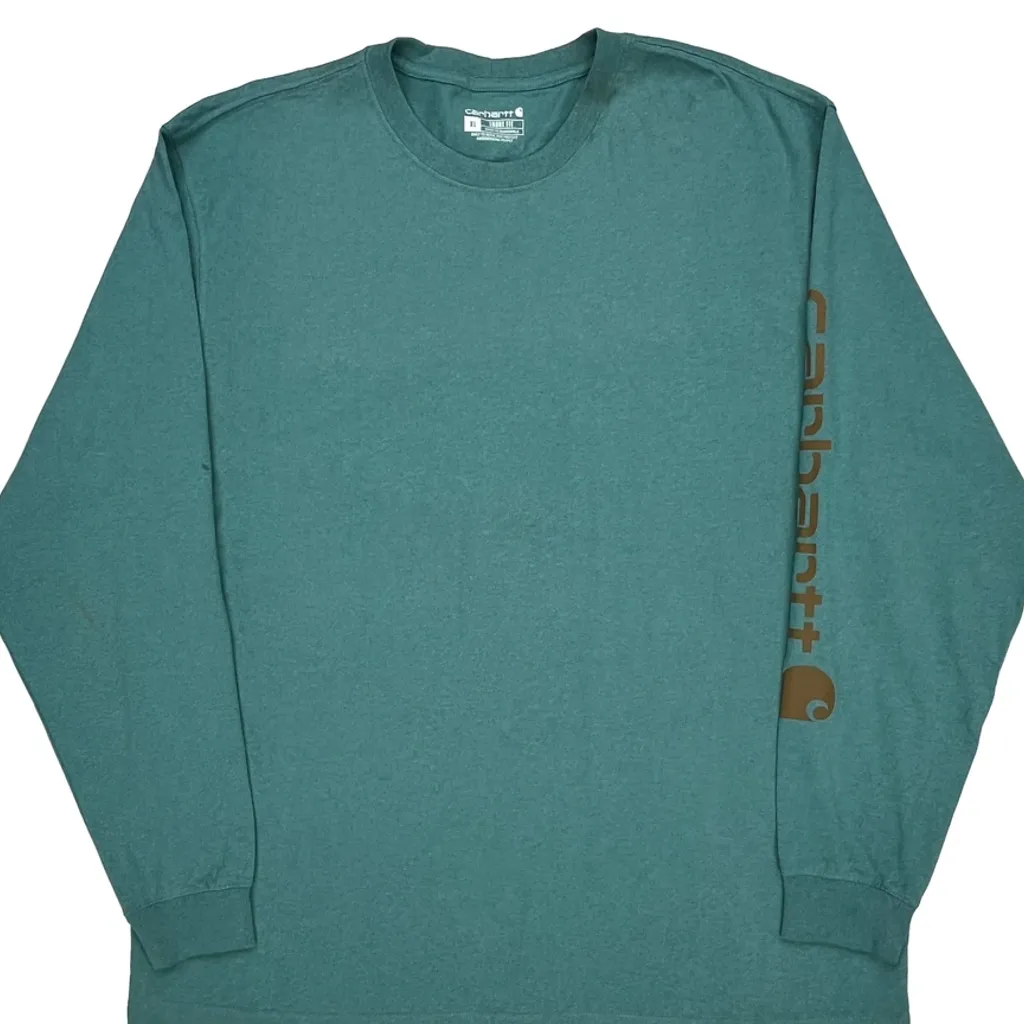 Loose Fit Carhartt Long Sleeve T-Shirt - XL Green Cotton - Image 5