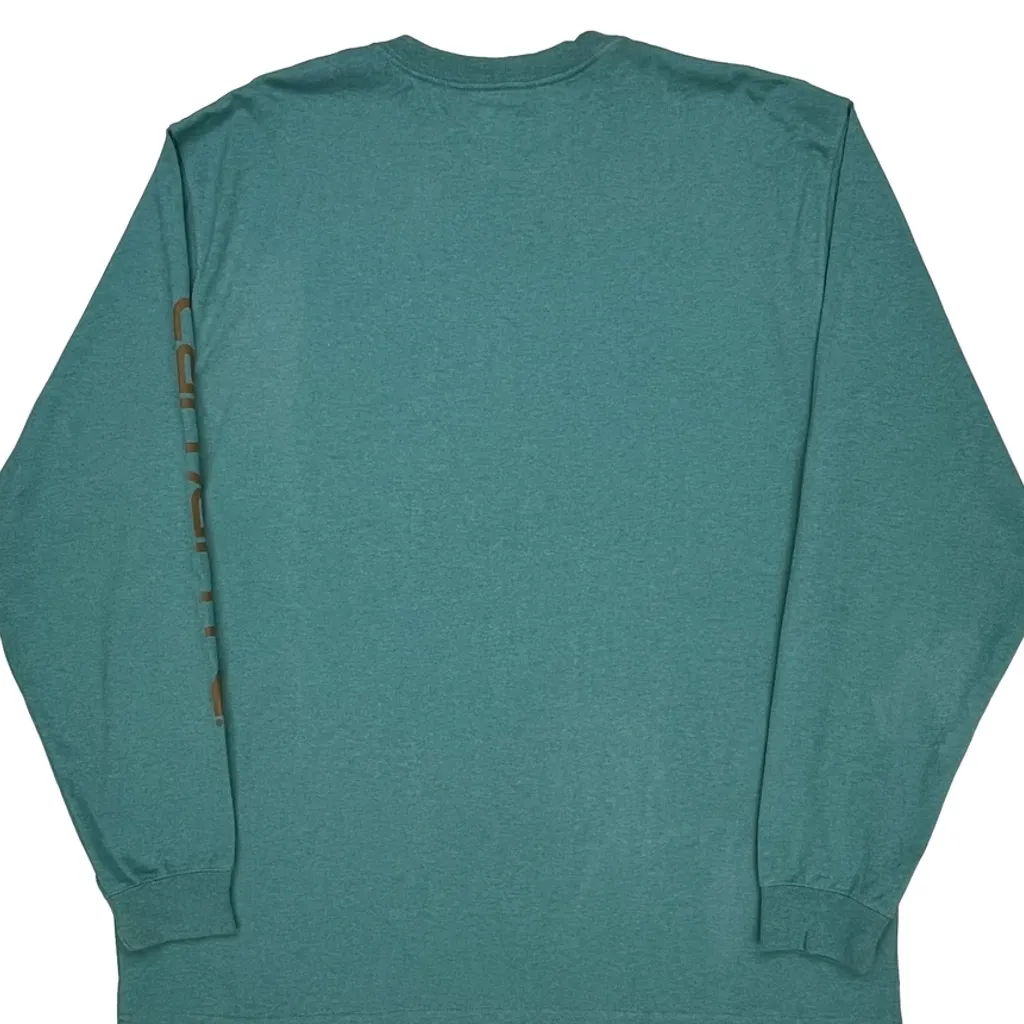 Loose Fit Carhartt Long Sleeve T-Shirt - XL Green Cotton - Image 7