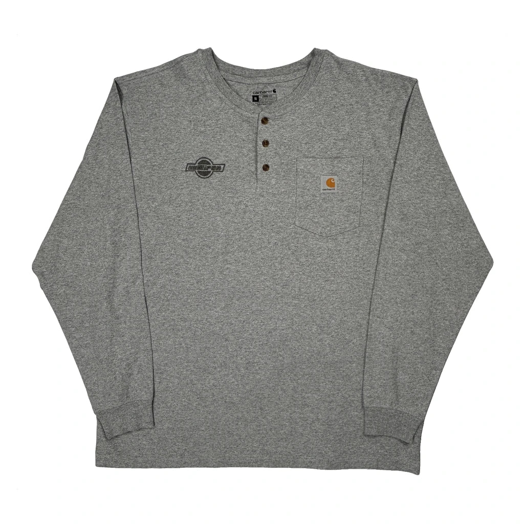Loose Fit Carhartt Long Sleeve T-Shirt - XL Grey Cotton