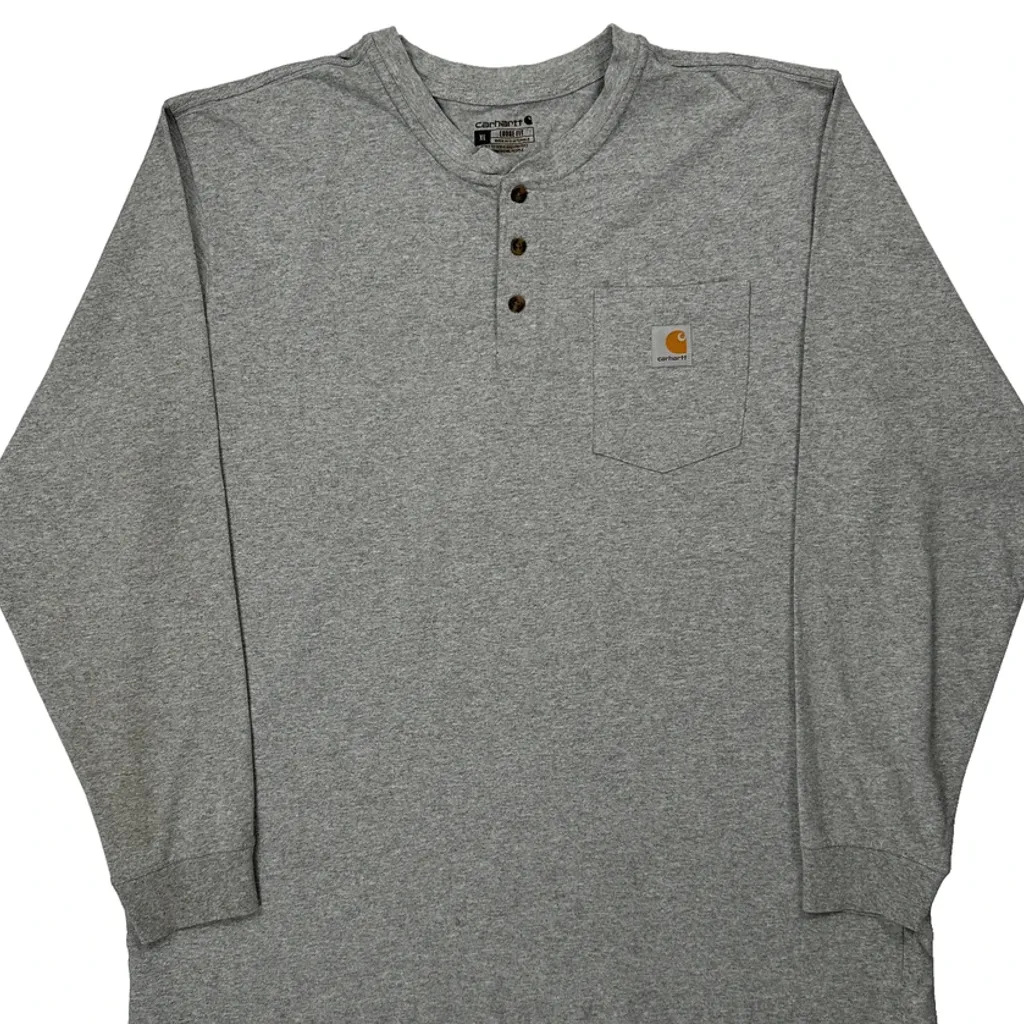 Loose Fit Carhartt Long Sleeve T-Shirt - XL Grey Cotton - Image 5