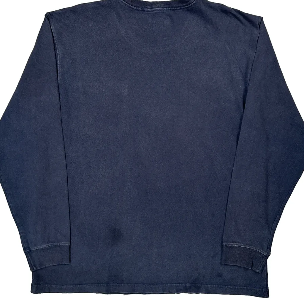 Loose Fit Carhartt Long Sleeve T-Shirt - Large Navy Cotton - Image 6