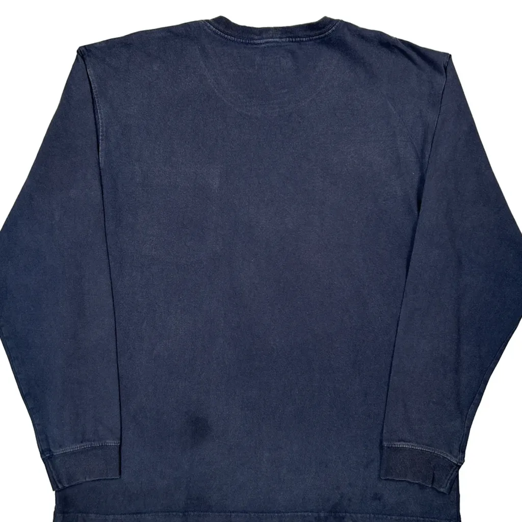 Loose Fit Carhartt Long Sleeve T-Shirt - Large Navy Cotton - Image 7