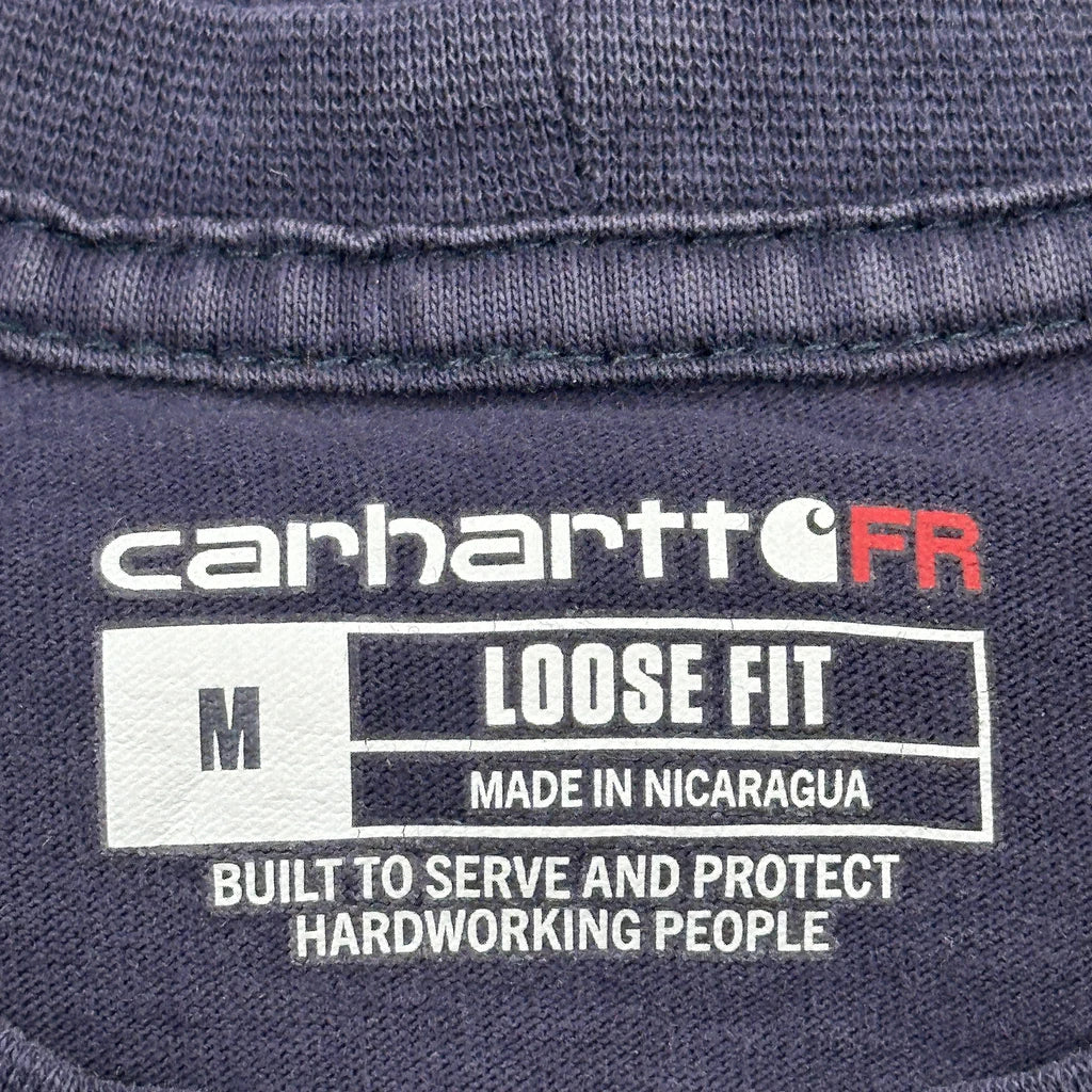 Loose Fit Carhartt Long Sleeve T-Shirt - Medium Navy Cotton - Image 3