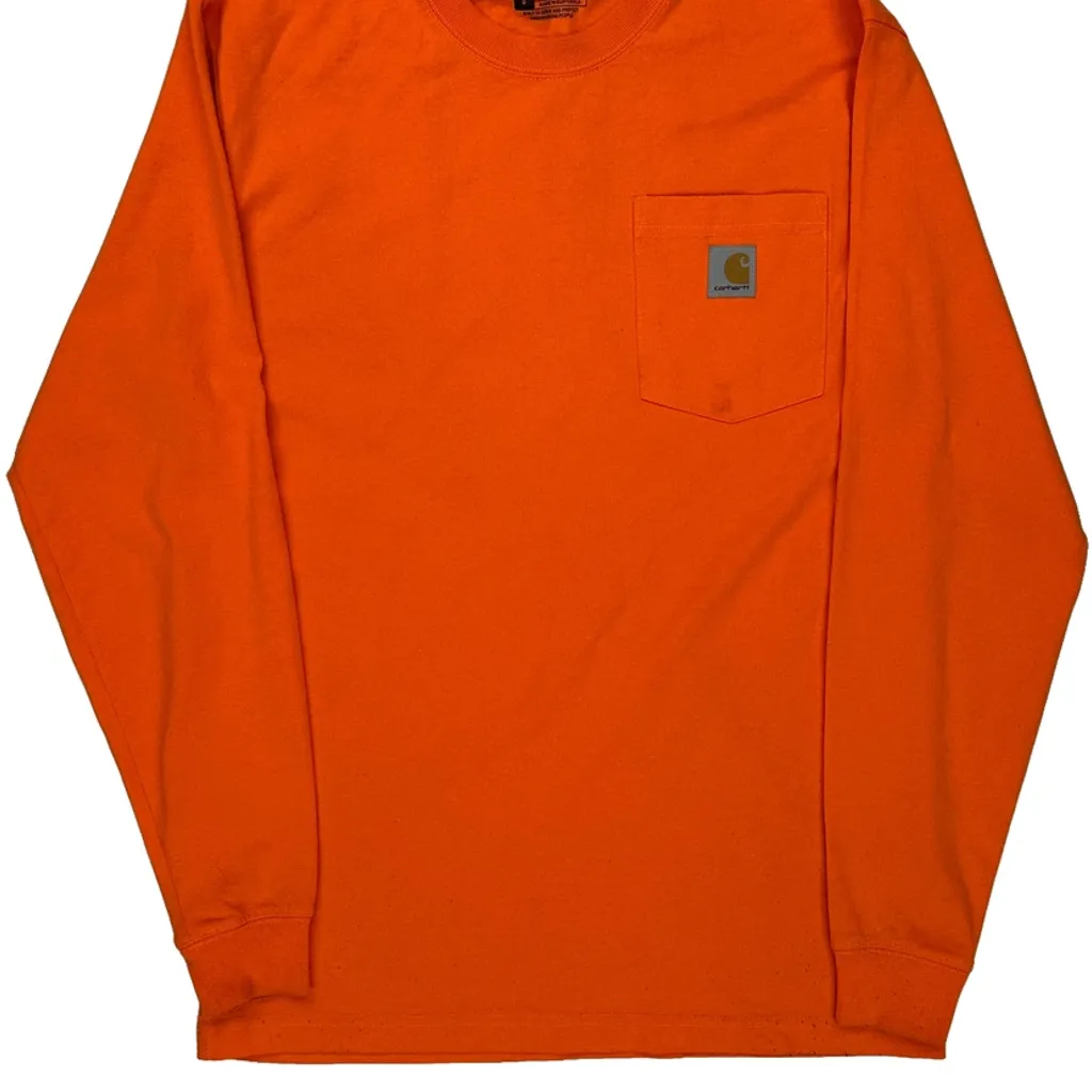 Loose Fit Carhartt Long Sleeve T-Shirt - Small Orange Cotton - Image 5