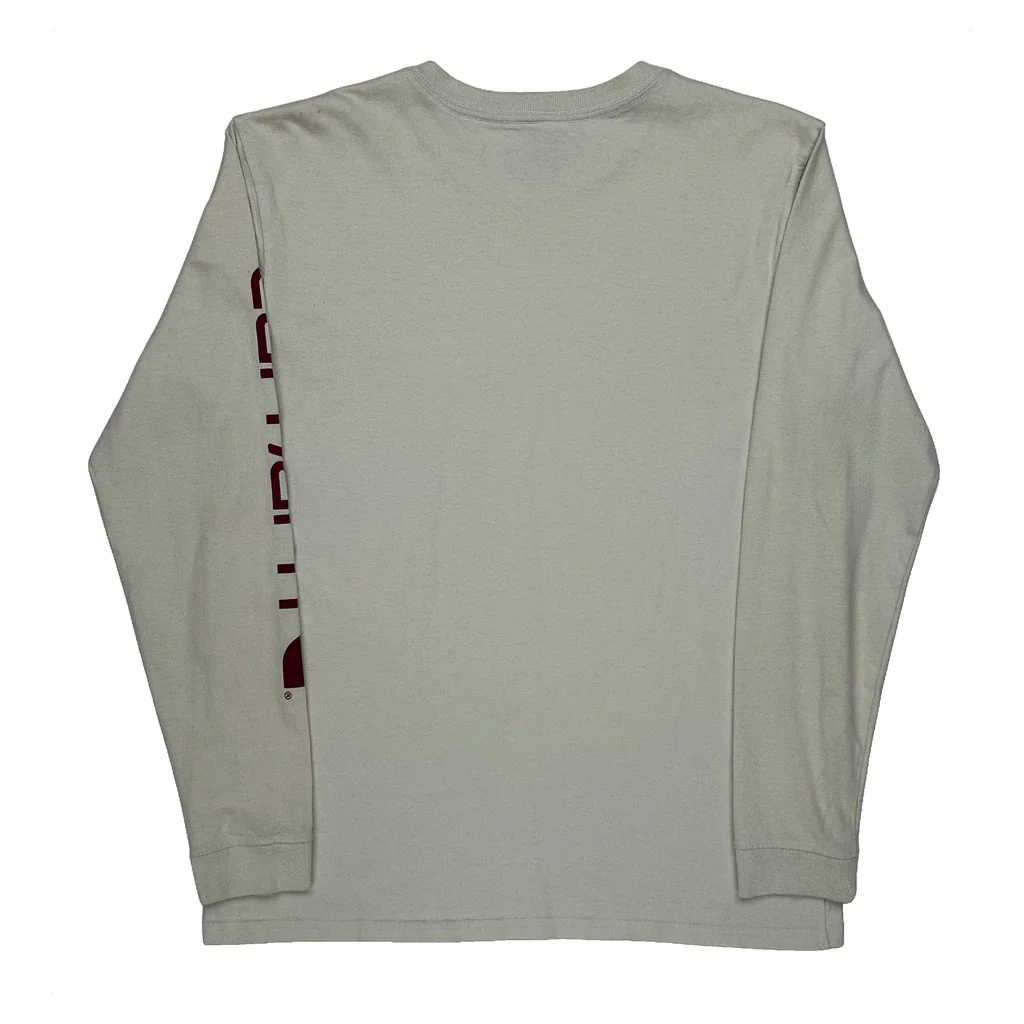 Loose Fit Carhartt Spellout Long Sleeve T-Shirt - Medium Cream Cotton - Image 2