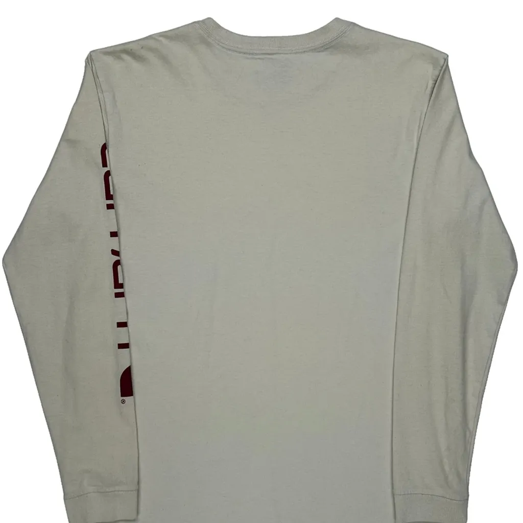 Loose Fit Carhartt Spellout Long Sleeve T-Shirt - Medium Cream Cotton - Image 6