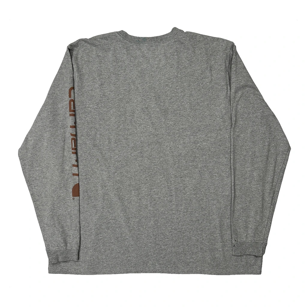 Loose Fit Carhartt Long Sleeve T-Shirt - 2XL Grey Cotton - Image 2