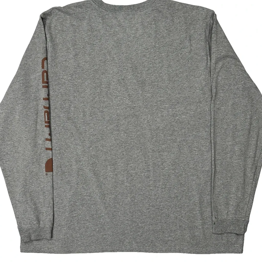 Loose Fit Carhartt Long Sleeve T-Shirt - 2XL Grey Cotton - Image 7