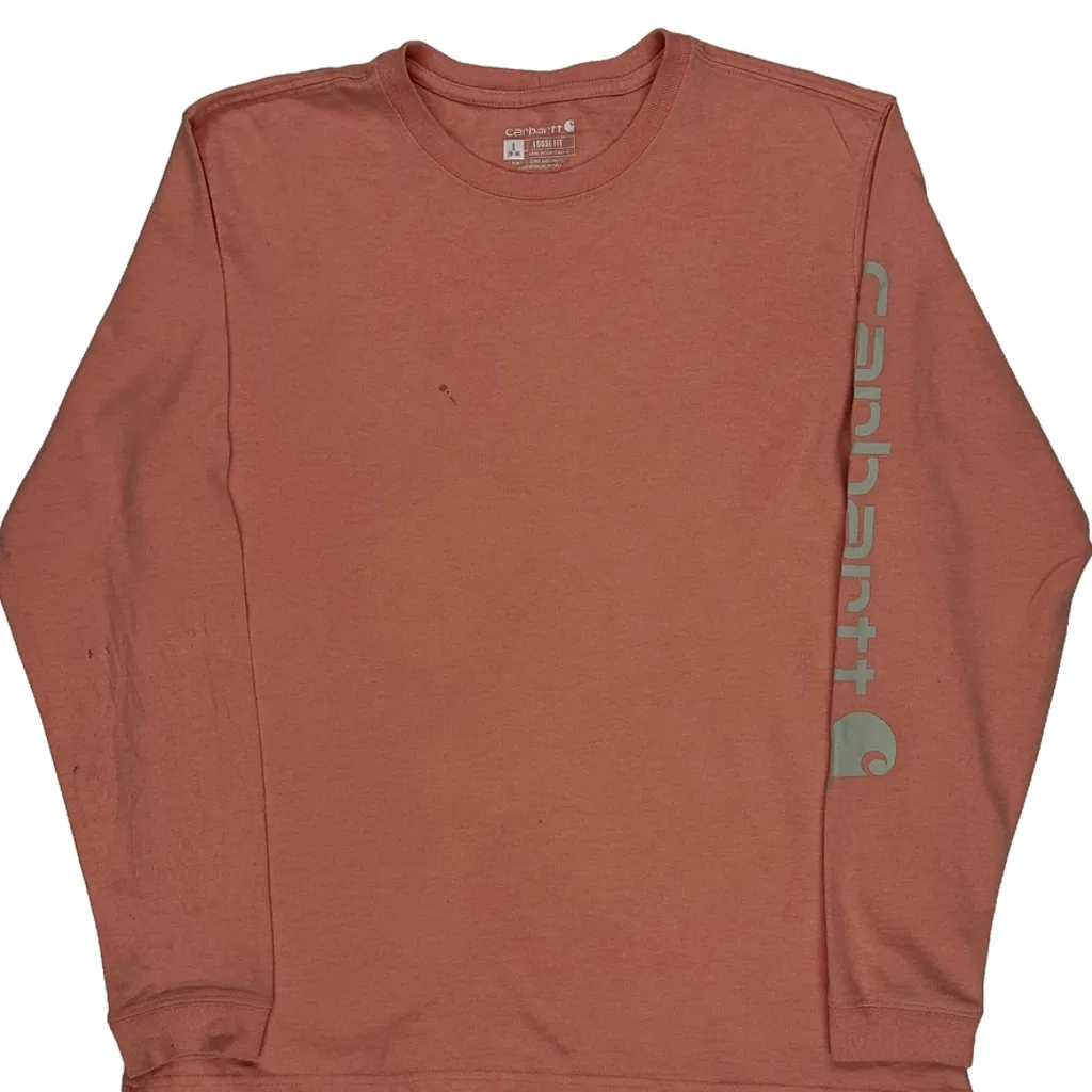Loose Fit Carhartt Long Sleeve T-Shirt - Large Orange Cotton - Image 5