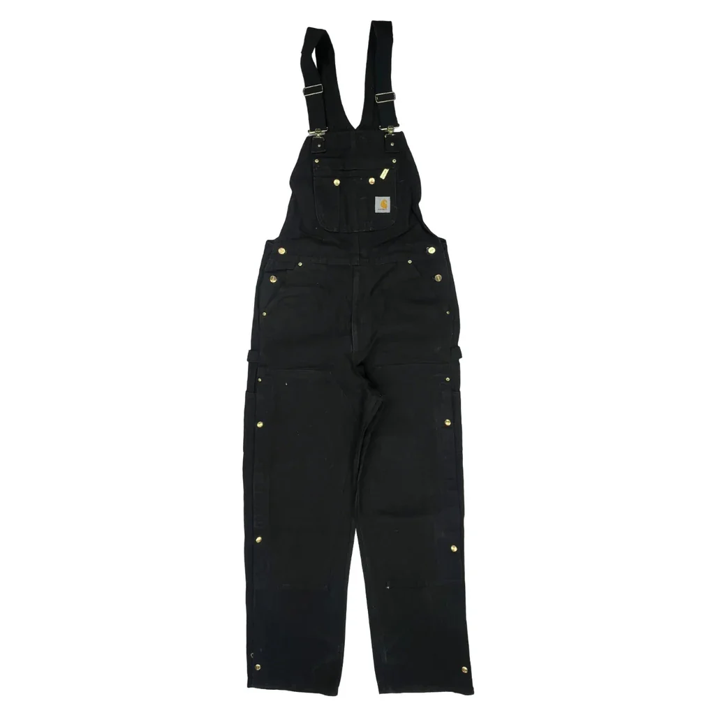 Loose Fit Carhartt Double Knee Overalls - 34W 34L Black Cotton