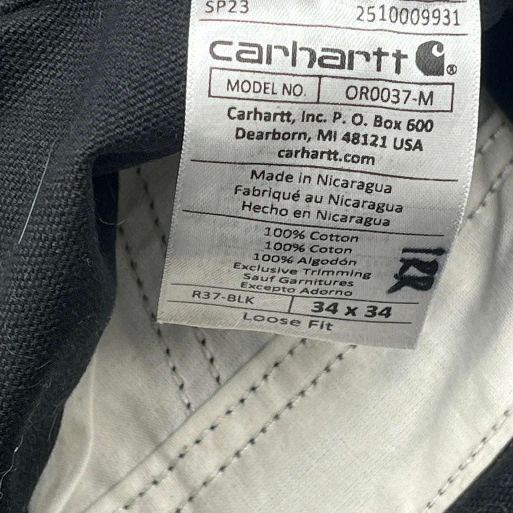 Loose Fit Carhartt Double Knee Overalls - 34W 34L Black Cotton - Image 3