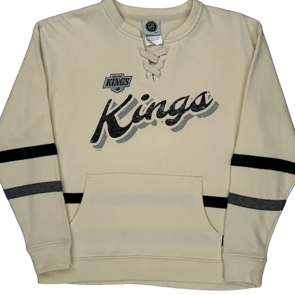 Los Angeles Kings Nhl Sweatshirt - Large Cream Cotton Blend - Image 5