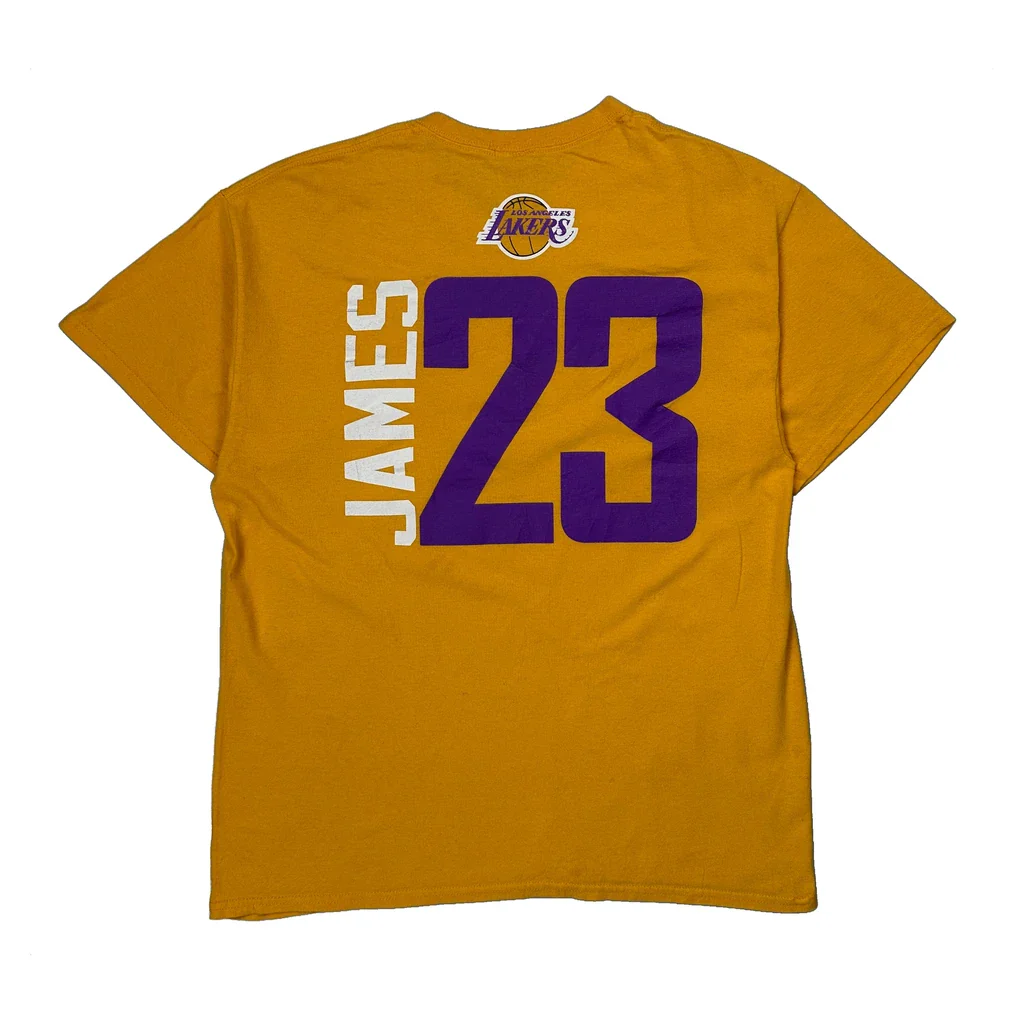 Los Angeles Lakers Majestic Nba T-Shirt - Large Yellow Cotton - Image 2