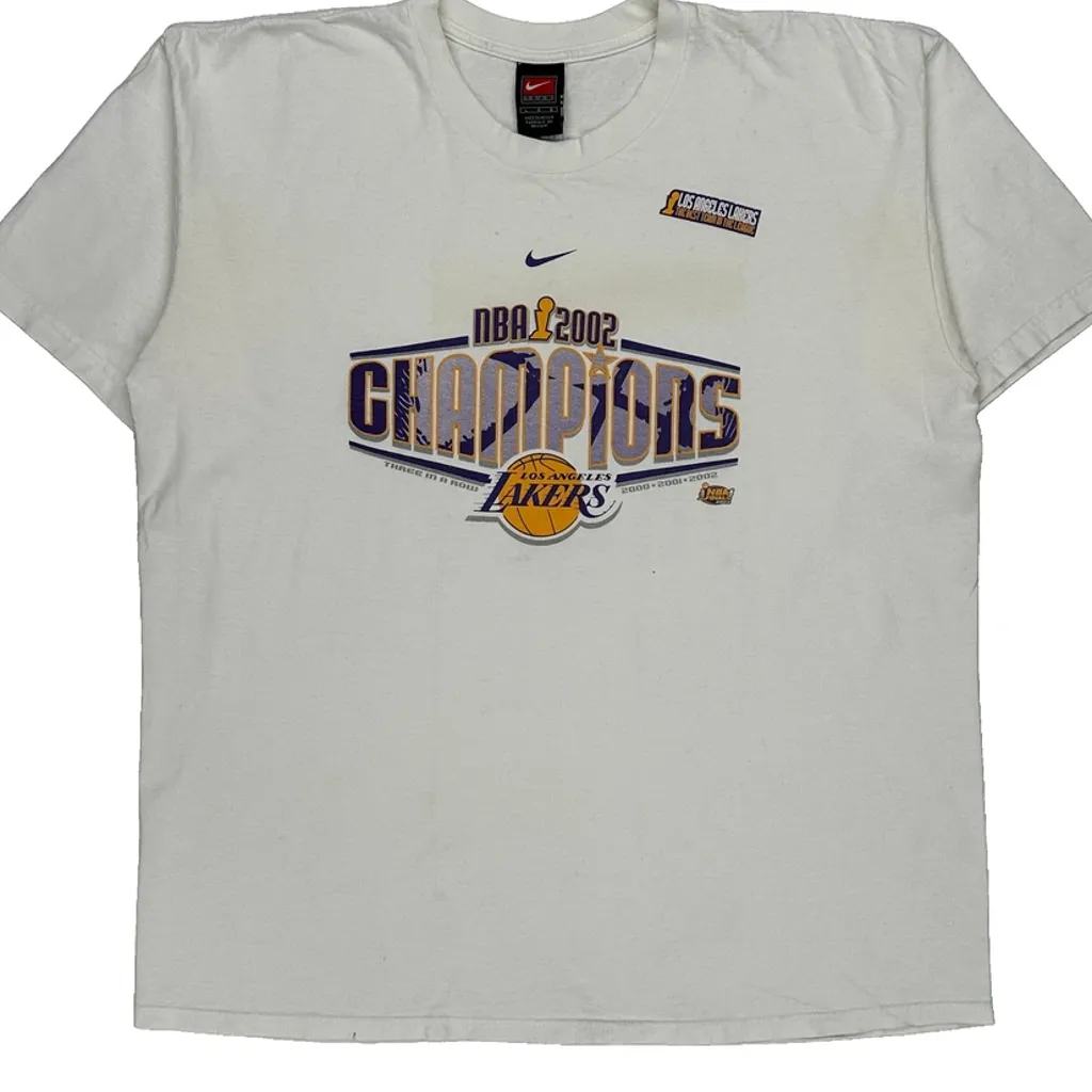 Los Angeles Lakers Nike Nba T-Shirt - Large White Cotton - Image 5