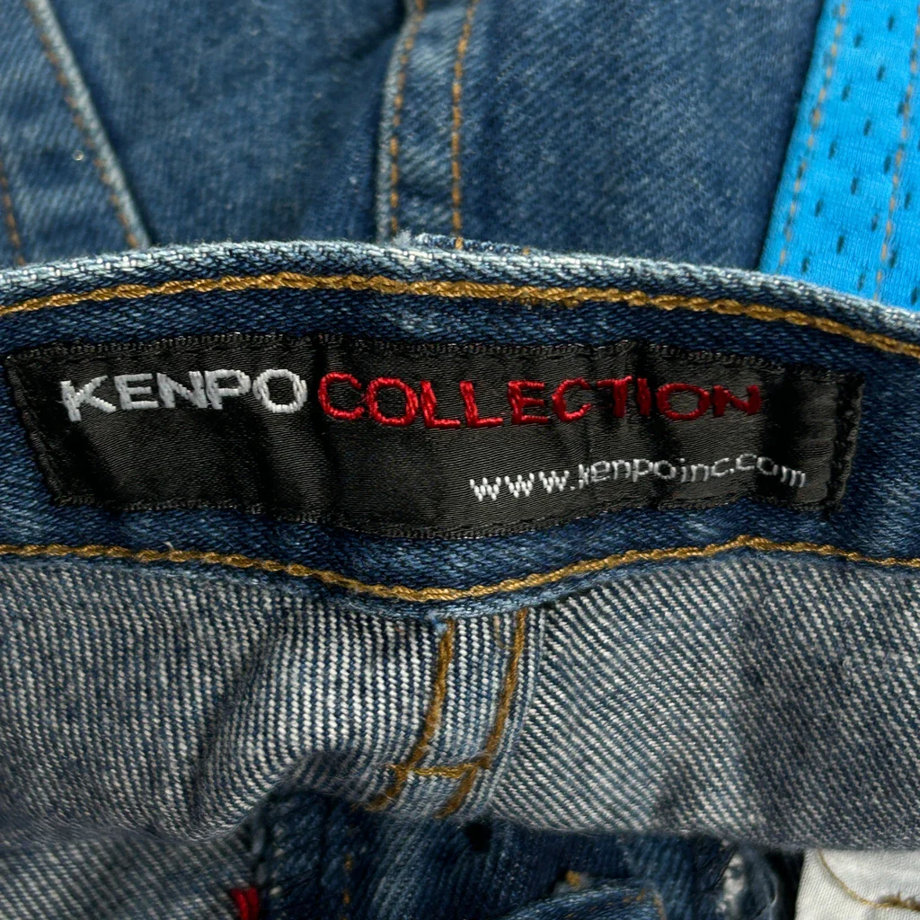 Los Angeles, San Antonio, Brooklyn, Detroit Kenpo Baggy Graphic Denim Shorts - 29W 11L Blue Denim - Image 6