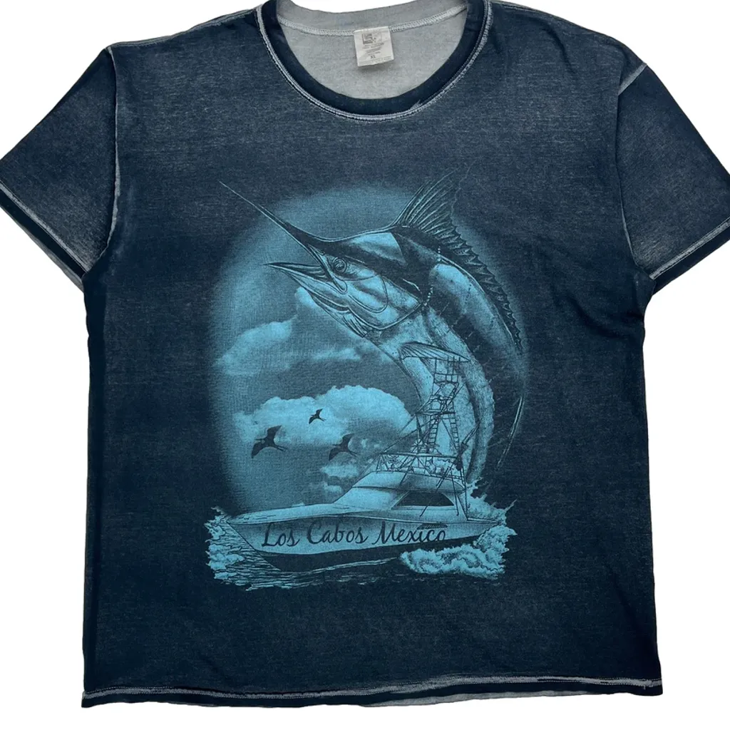 Los Cabos Mexico Unbranded Graphic T-Shirt - XL Blue Cotton - Image 5
