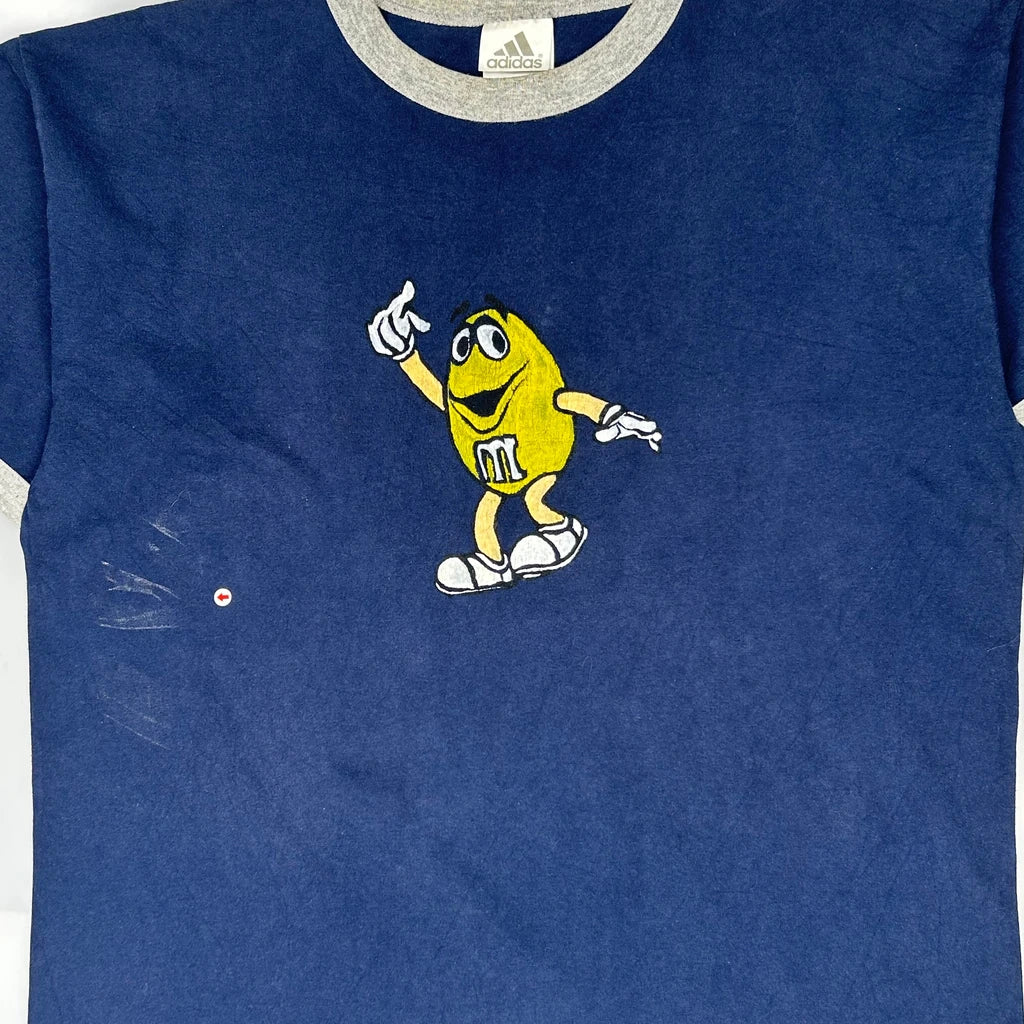 M&M Character Adidas Ringer T-Shirt - Large Blue Cotton - Image 3