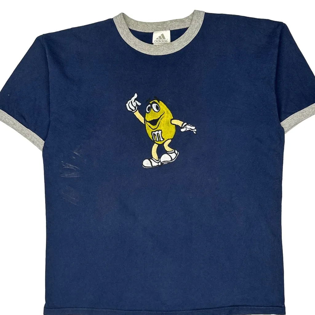 M&M Character Adidas Ringer T-Shirt - Large Blue Cotton - Image 5