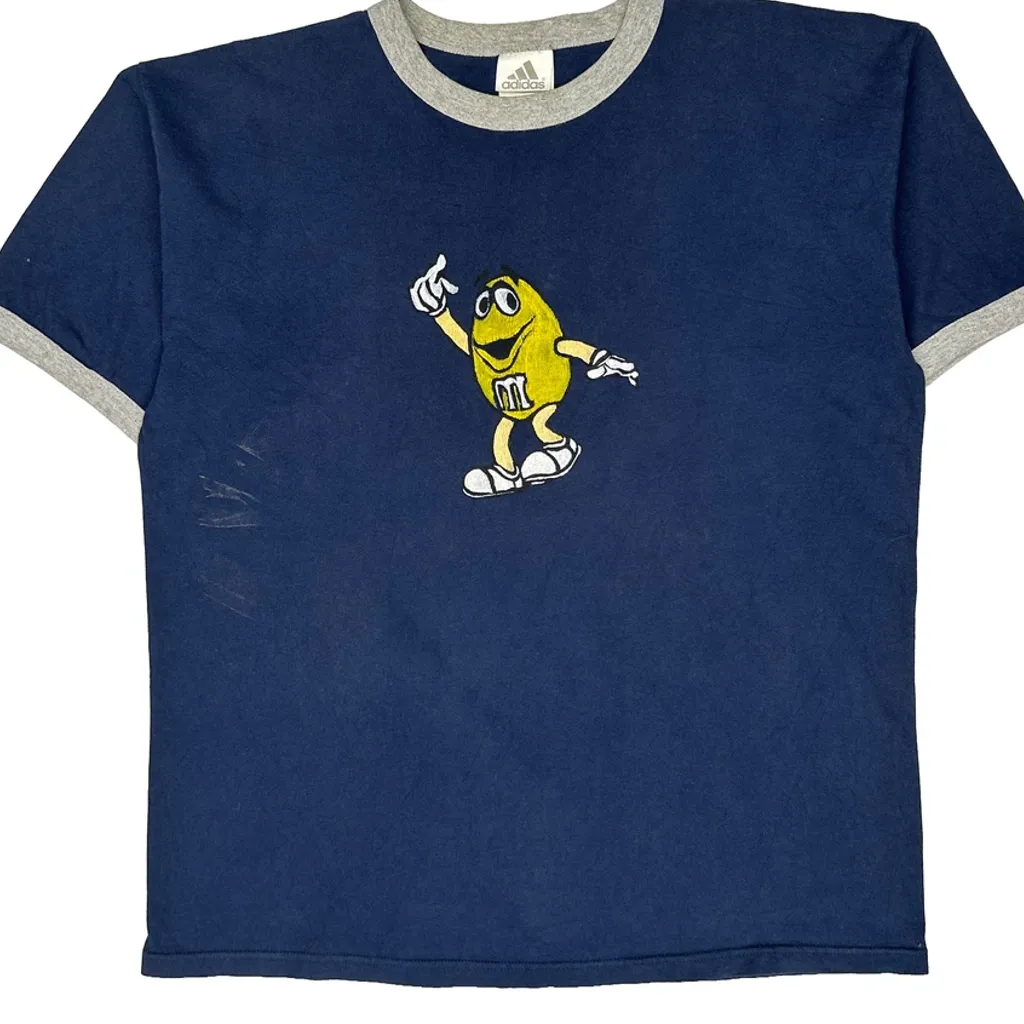 M&M Character Adidas Ringer T-Shirt - Large Blue Cotton - Image 6