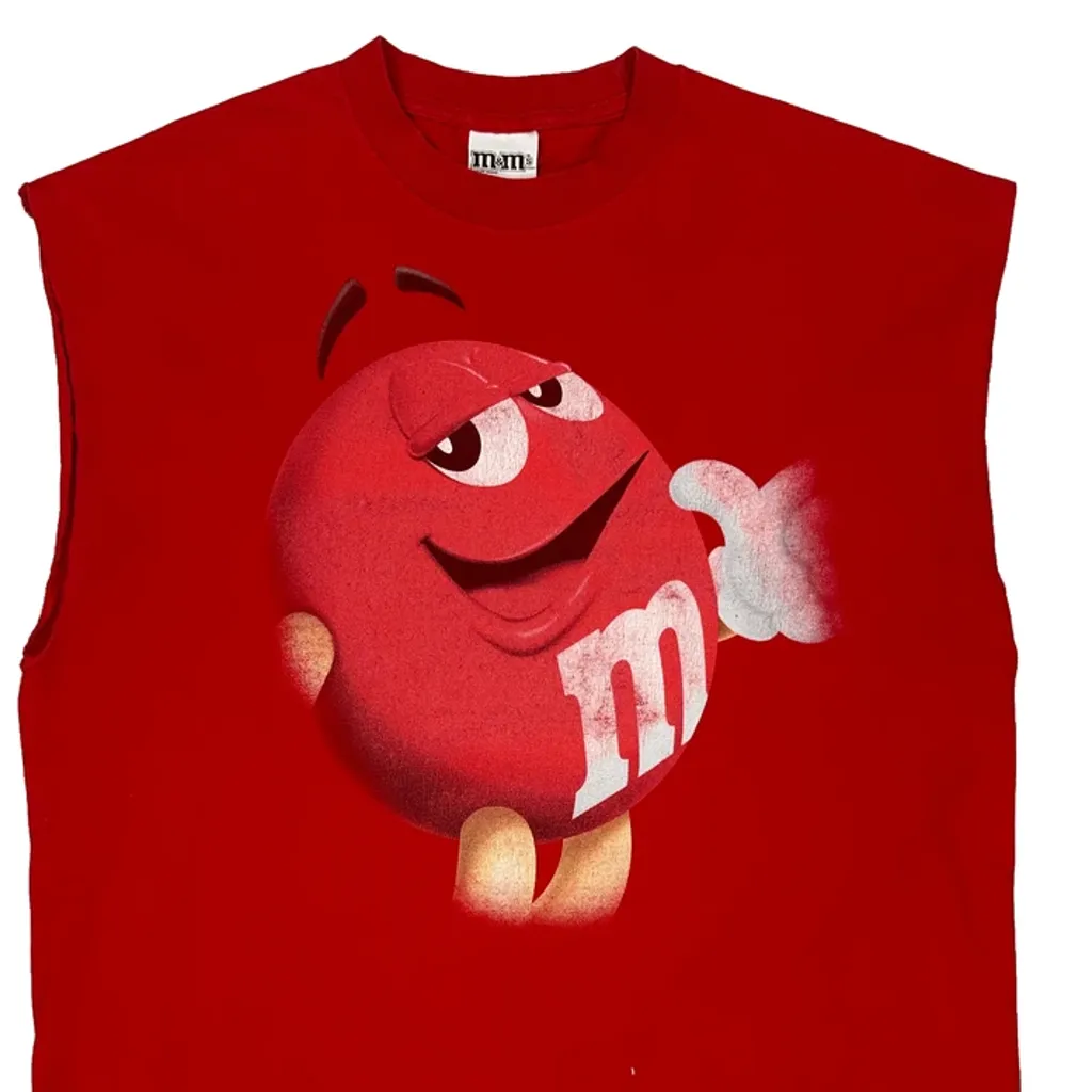 M&M Cartoon T-Shirt - XL Red Cotton - Image 5