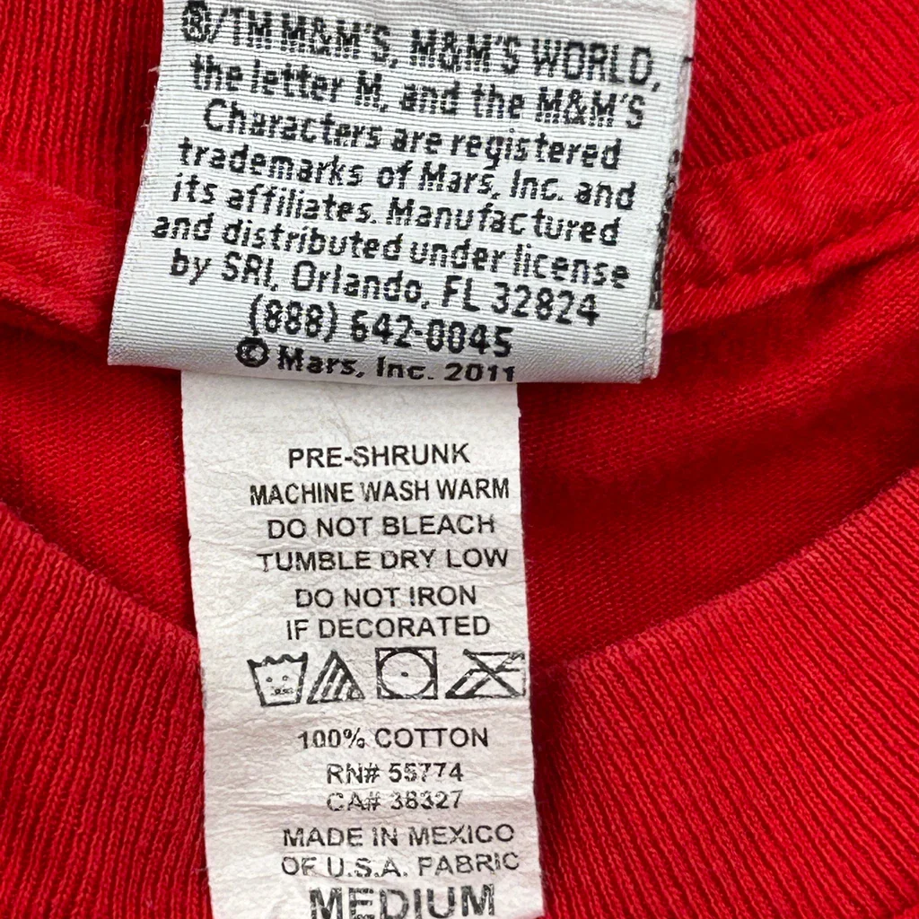 M&M'S Character Print M&M Cartoon Long Sleeve T-Shirt - Medium Red Cotton - Image 3