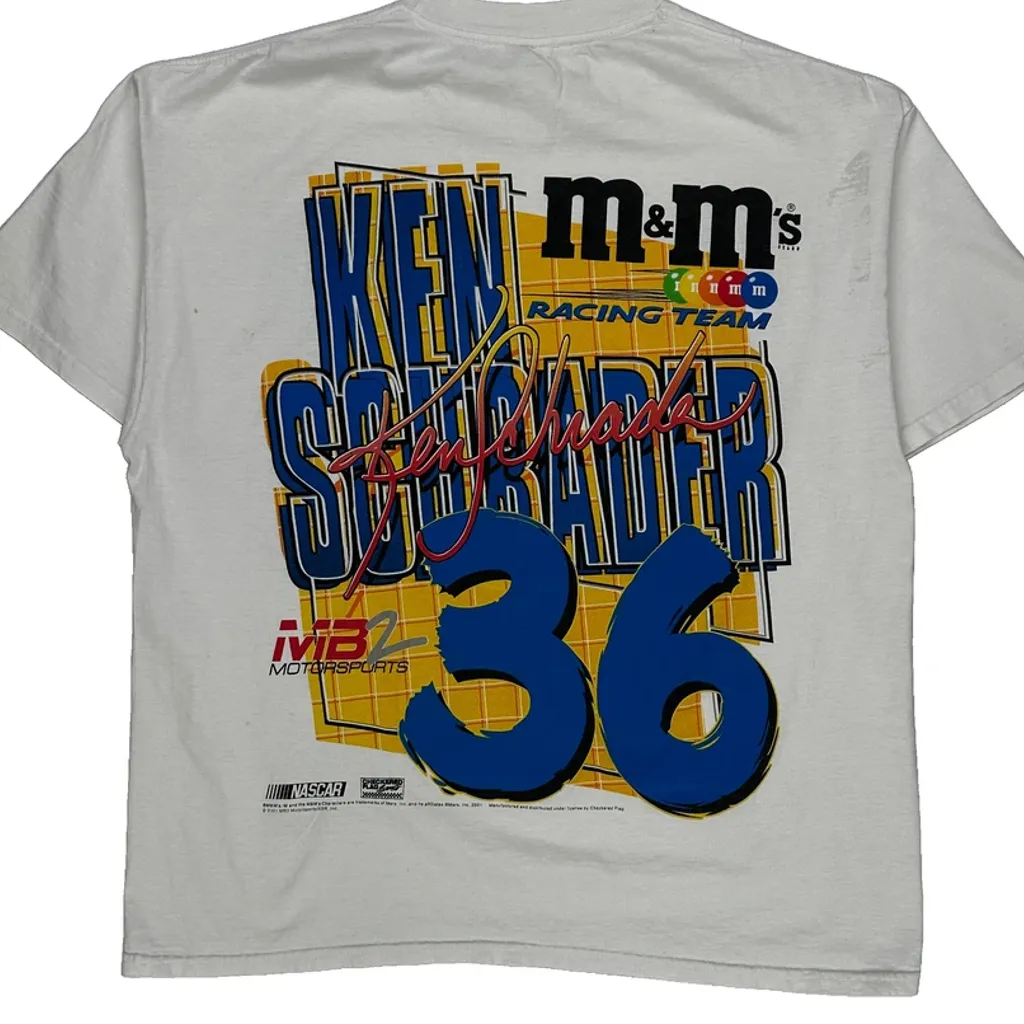 M&M'S Racing Team Checkered Flag Nascar T-Shirt - XL White Cotton - Image 6